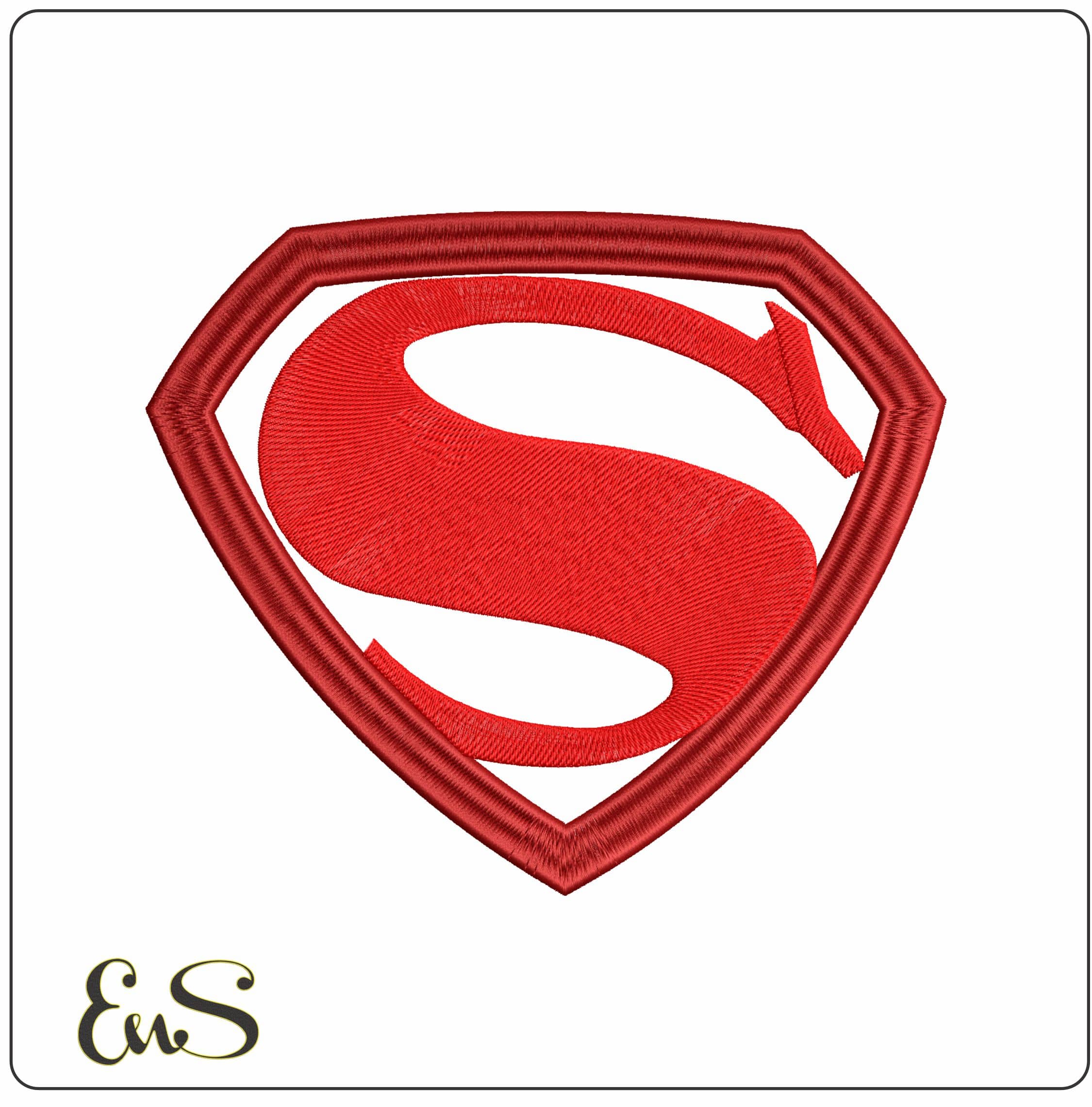 Superman Logo Curved DC Comics  - Elegant embroidery design file - instant download