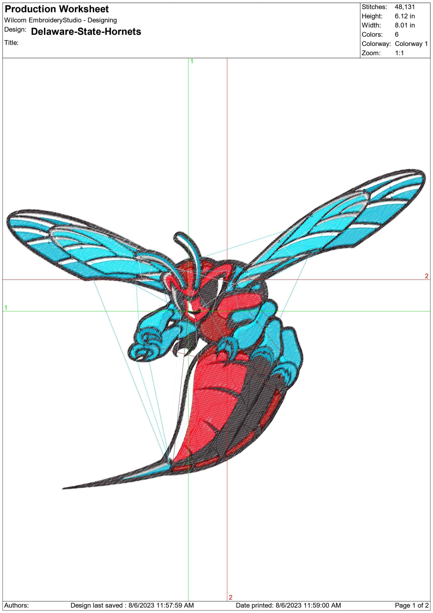 Delaware Blue Hornets embroidery design - Delaware State University, Dover Logo embroidery machine pattern embroidery file instant download — view 2