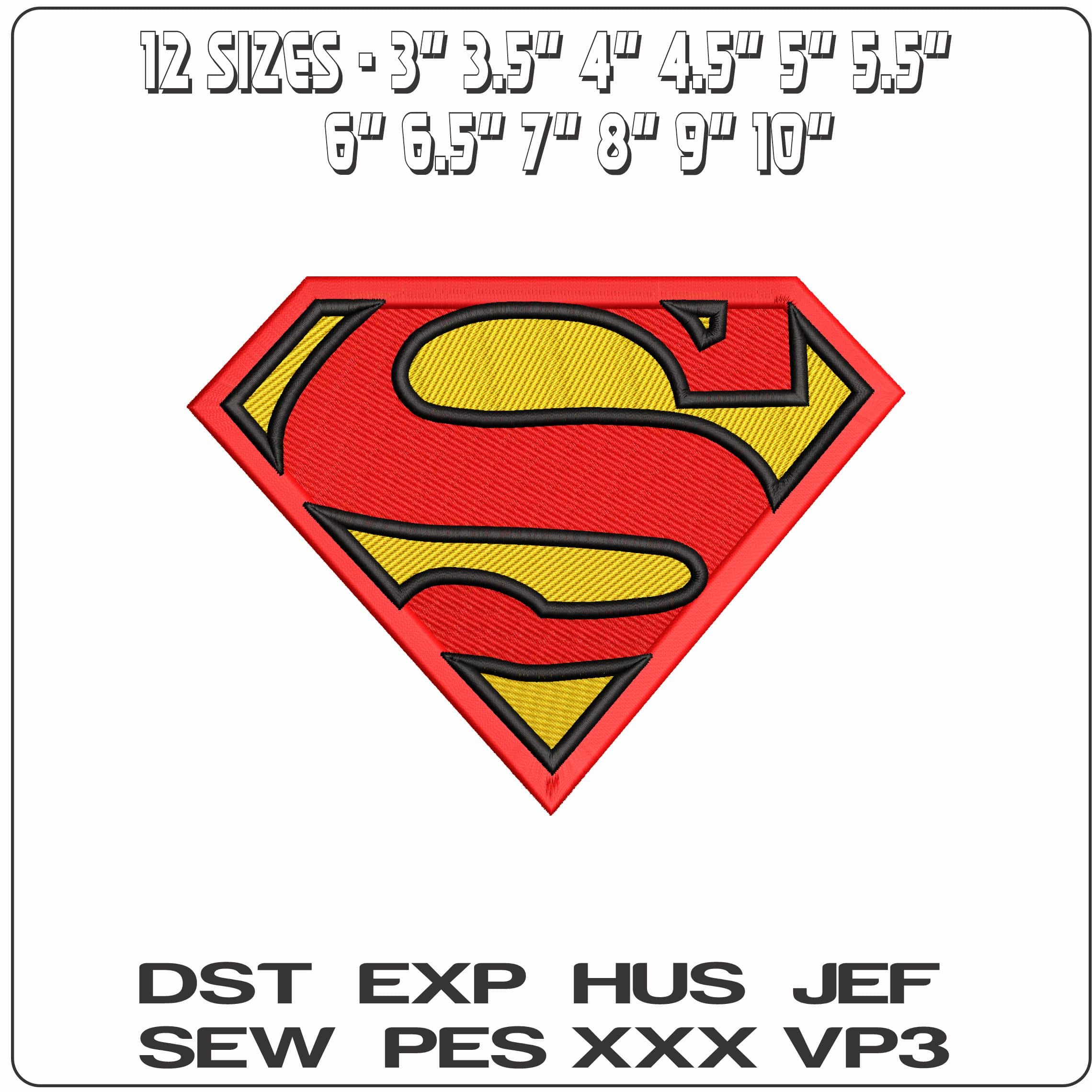 Superman Logo highlight DC Comics  - Elegant embroidery design file - instant download — view 2