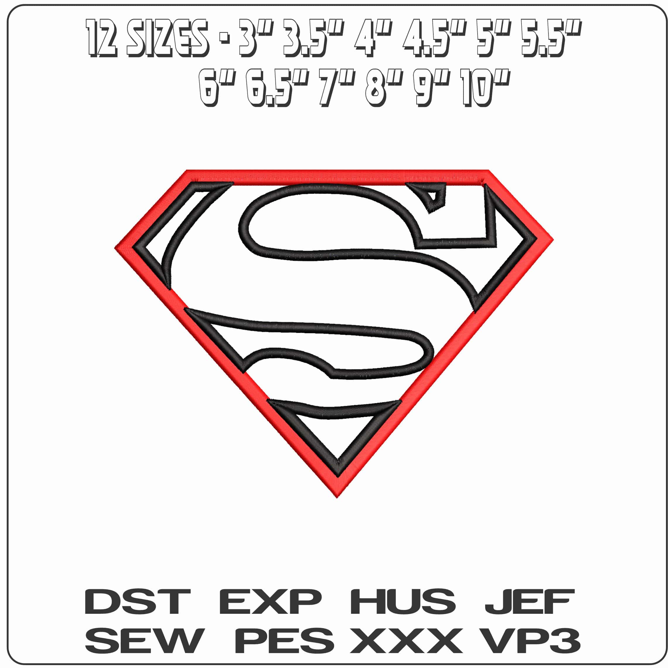 Superman Logo Outline DC Comics  - Elegant embroidery design file - instant download — view 2