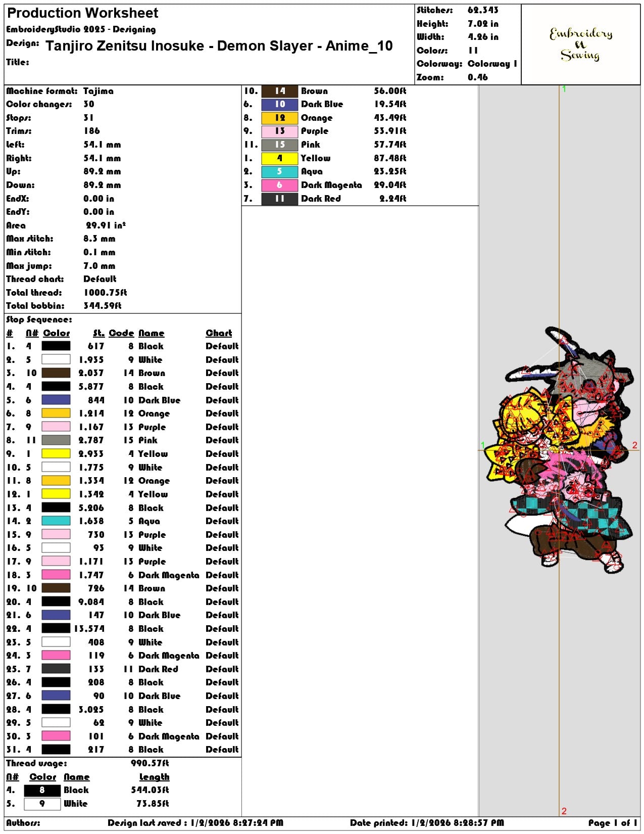Tanjiro Zenitsu Inosuke Demon Slayer Anime  - Elegant embroidery design file - instant download — view 3