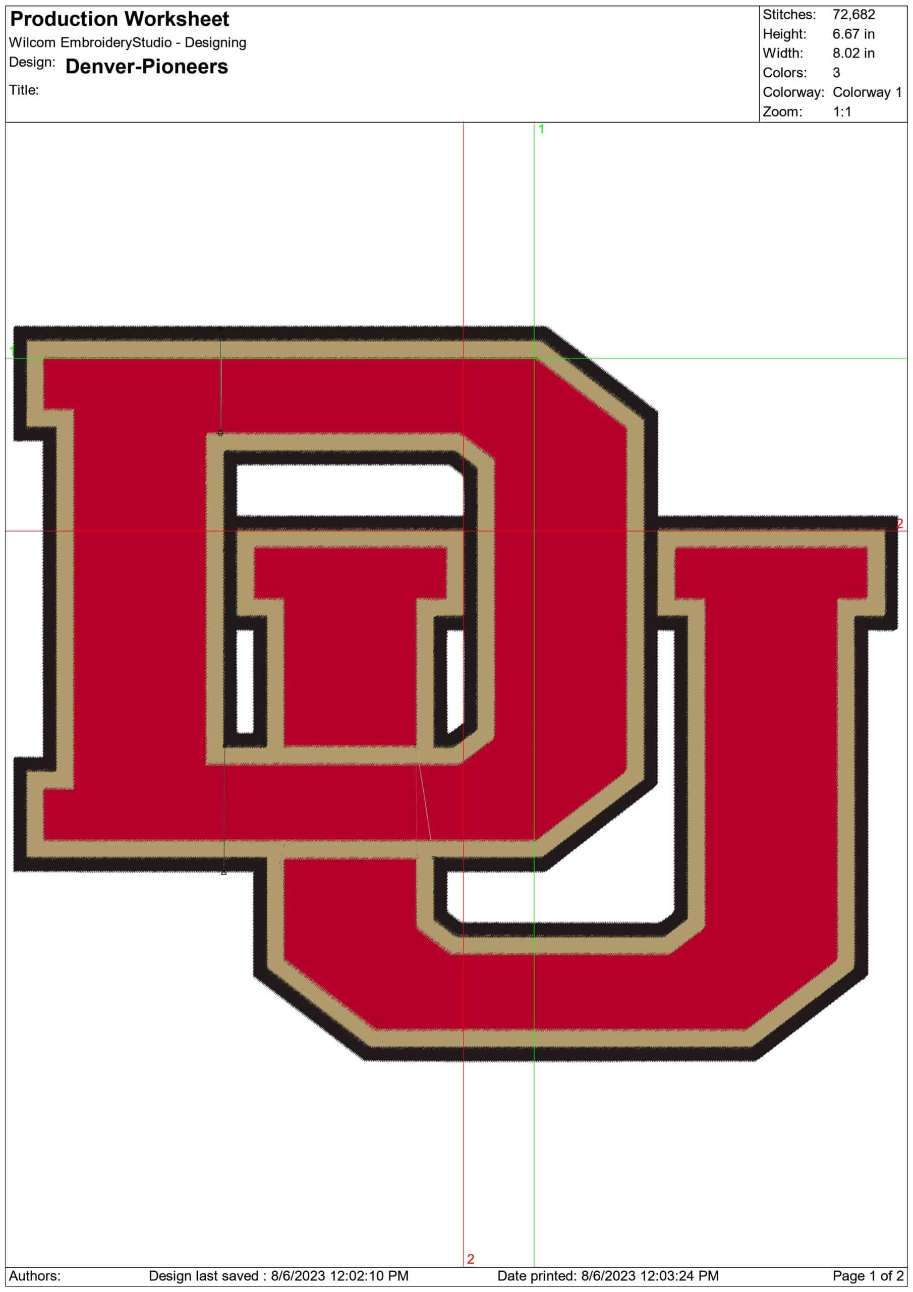 Denver Pioneers embroidery design - University of Denver Athletics Logo embroidery machine pattern embroidery file - instant download — view 2