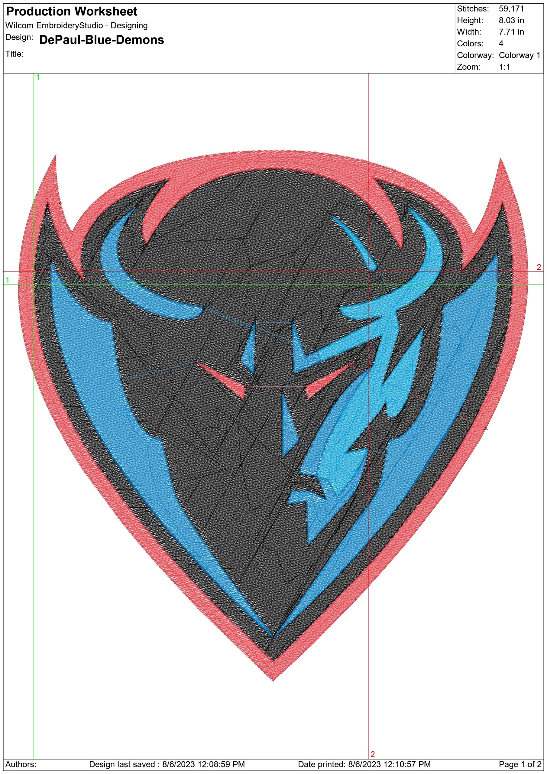 DePaul Blue Demons embroidery design - DePaul University, Chicago embroidery machine pattern embroidery file - instant download in frame — view 2
