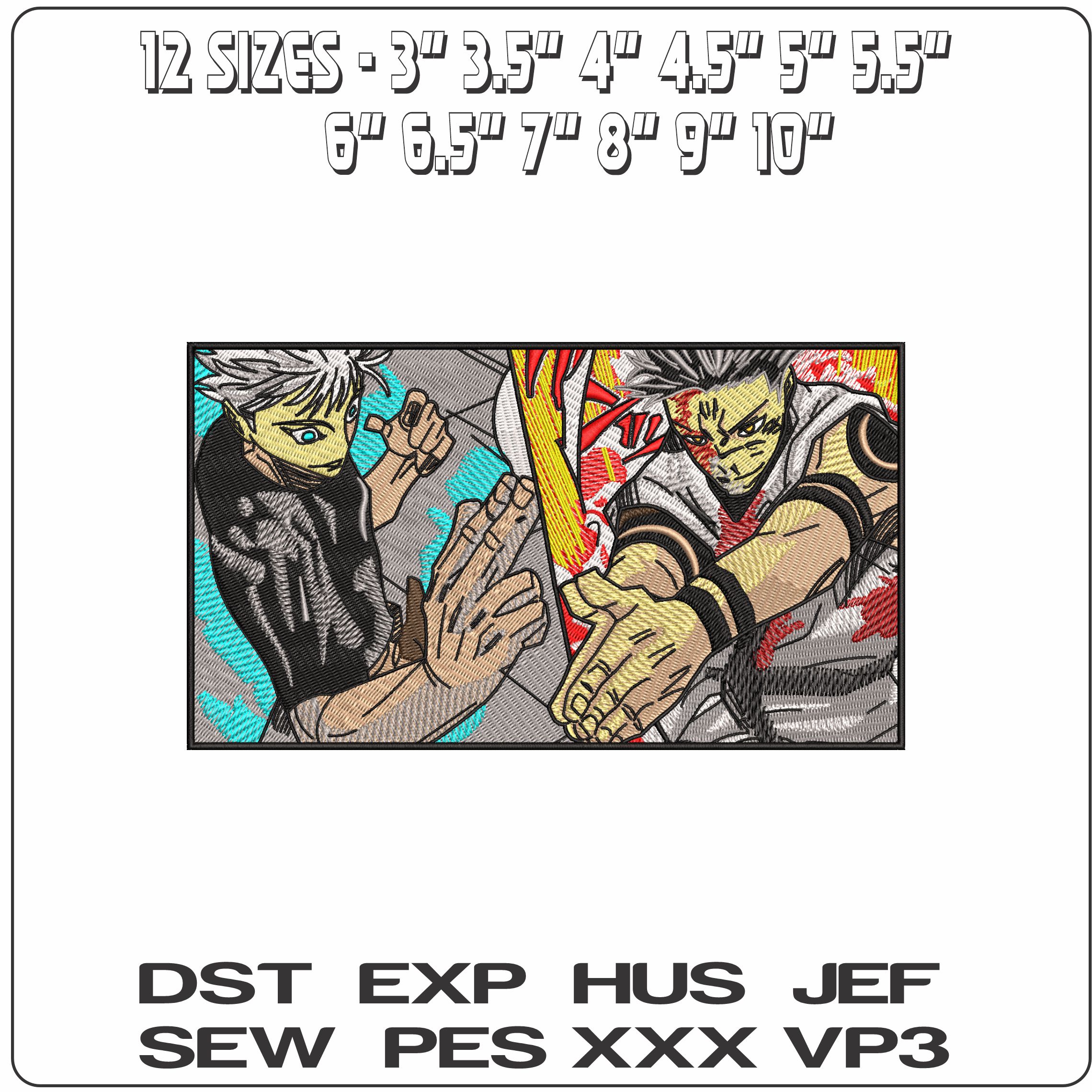 The Battle of the Strongest Gojo vs Sukuna Jujutsu Kaisen Anime  - Elegant embroidery design file - instant download — view 2