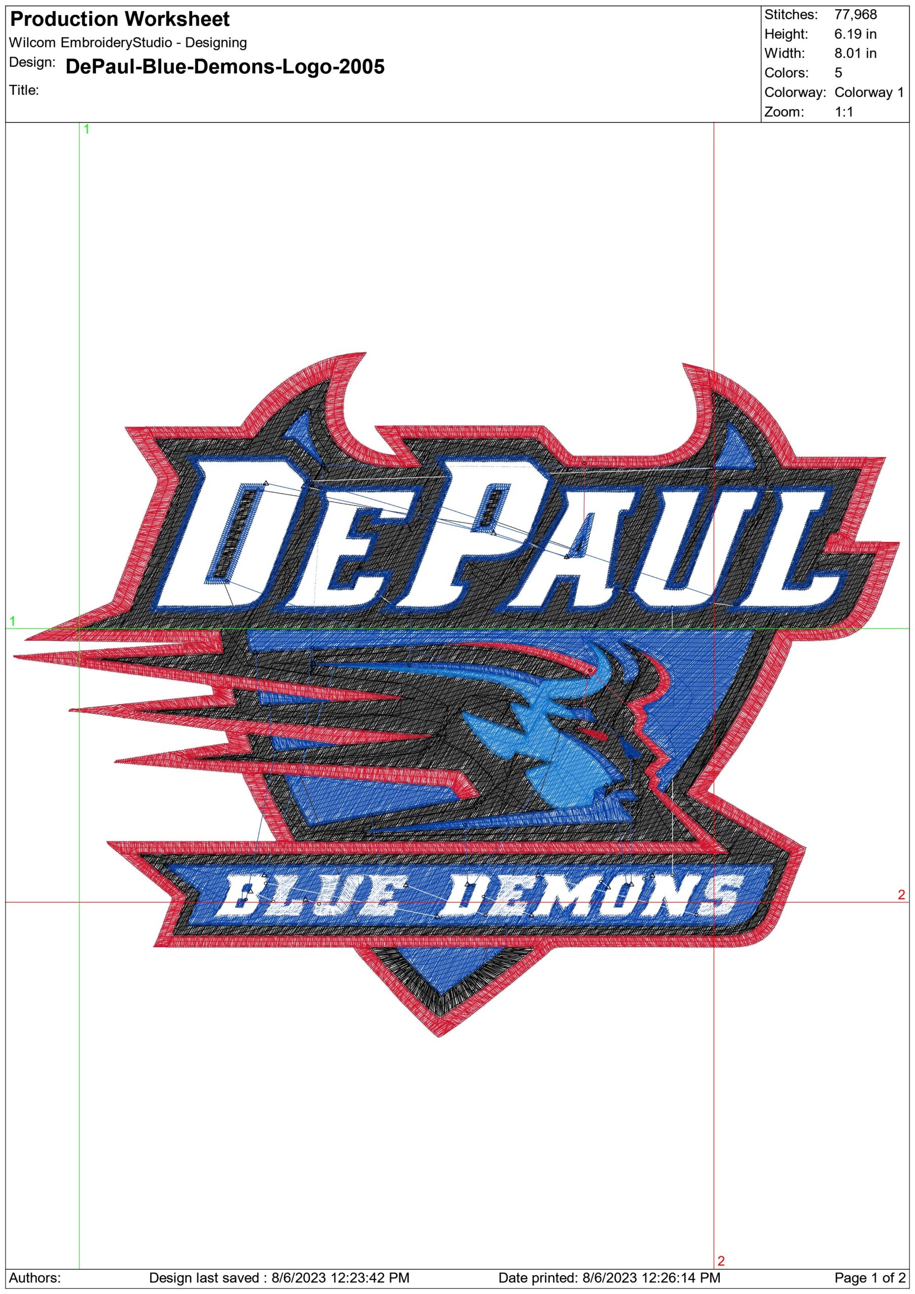 DePaul Blue Demons embroidery design - DePaul University, Chicago embroidery machine pattern embroidery file - instant download in frame — view 2