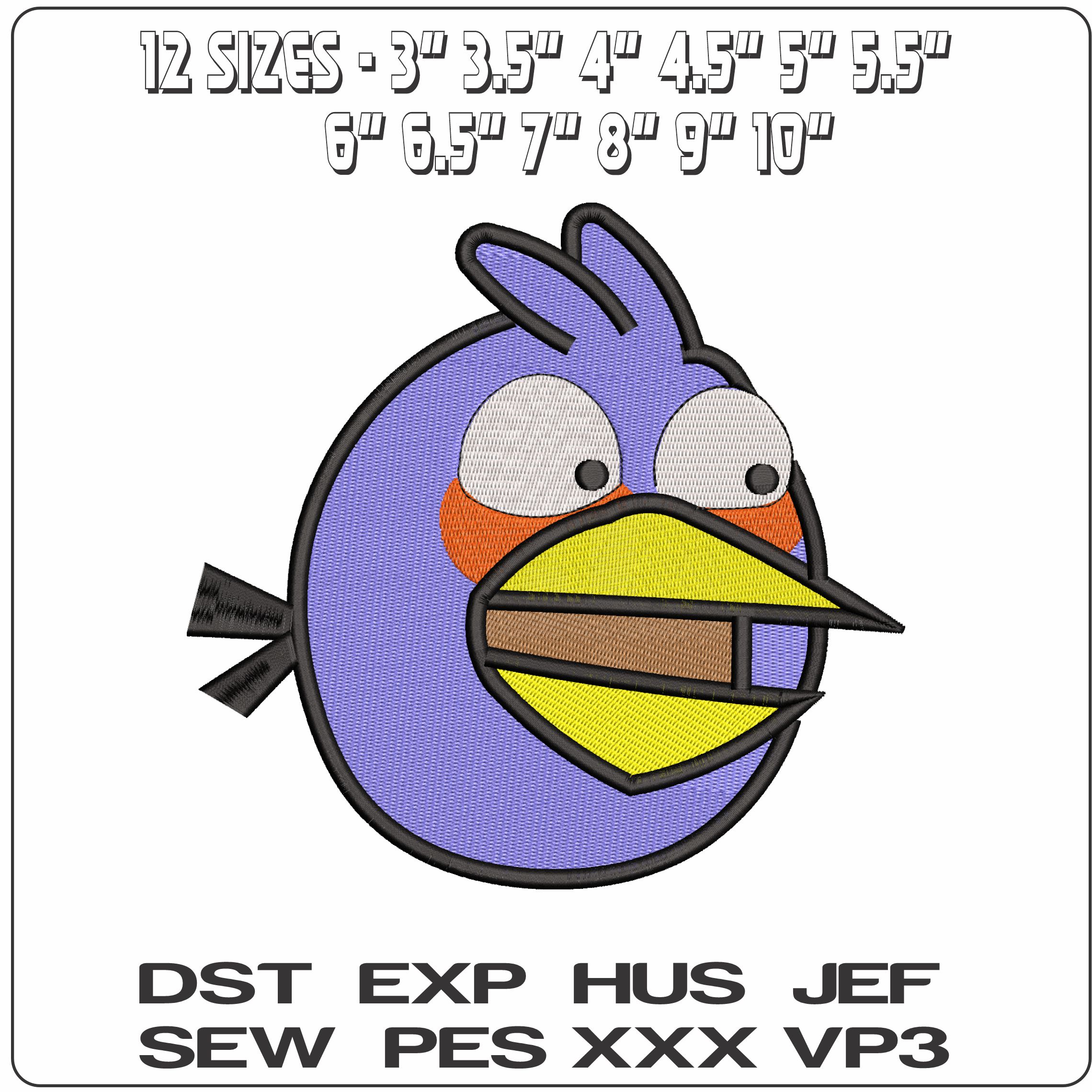 The Blues Angry Bird  - Elegant embroidery design file - instant download — view 2