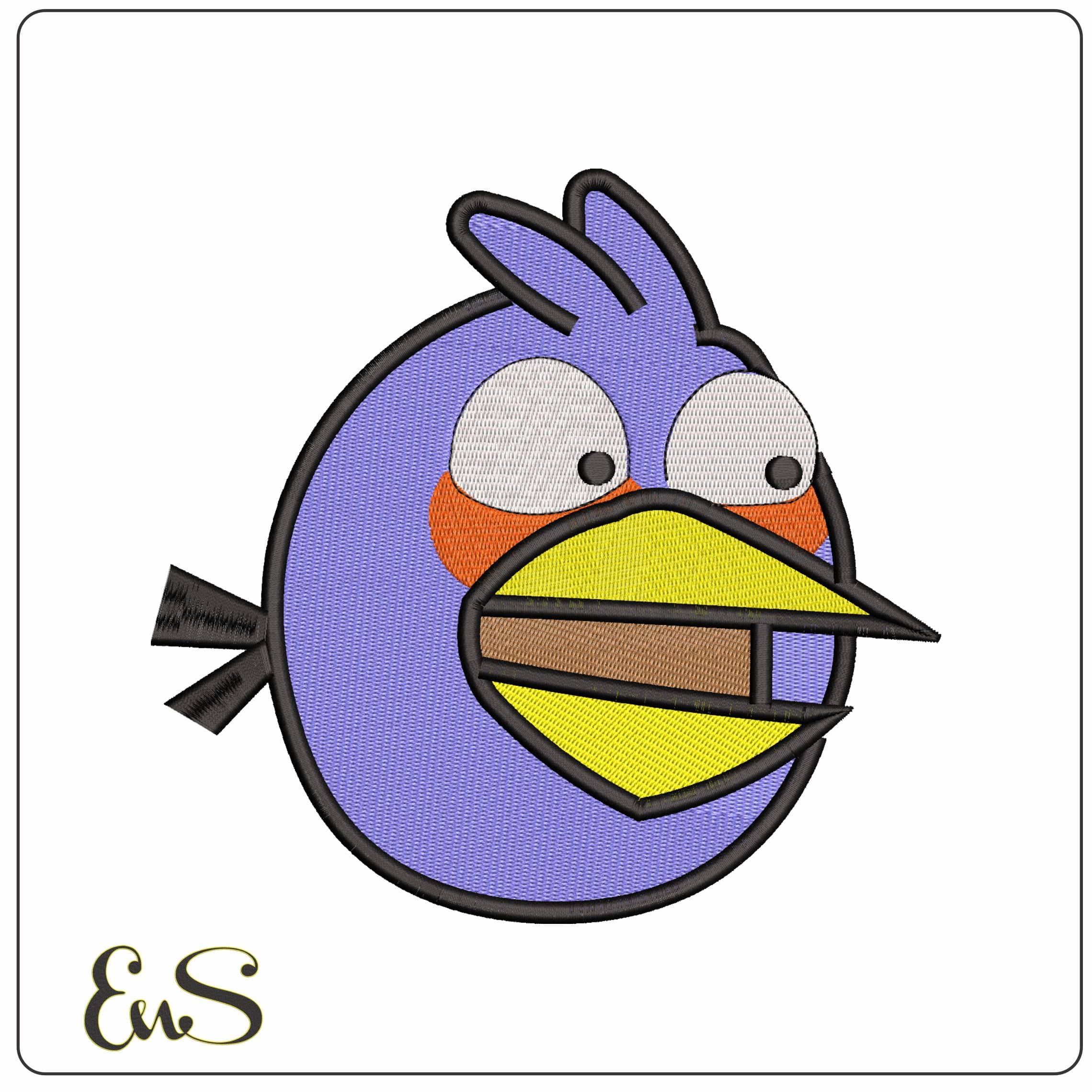 The Blues Angry Bird  - Elegant embroidery design file - instant download