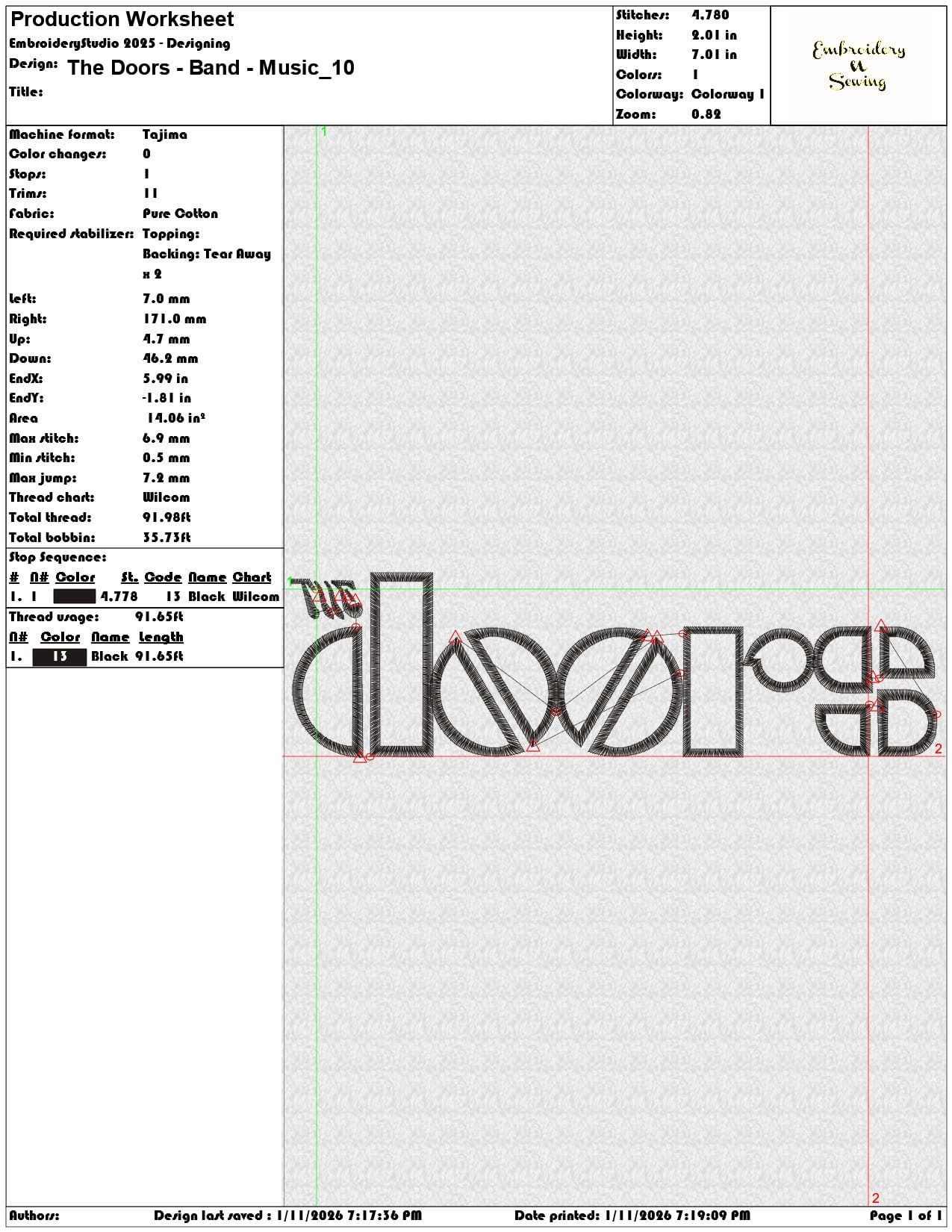 The Doors Band Music  - Elegant embroidery design file - instant download — view 3