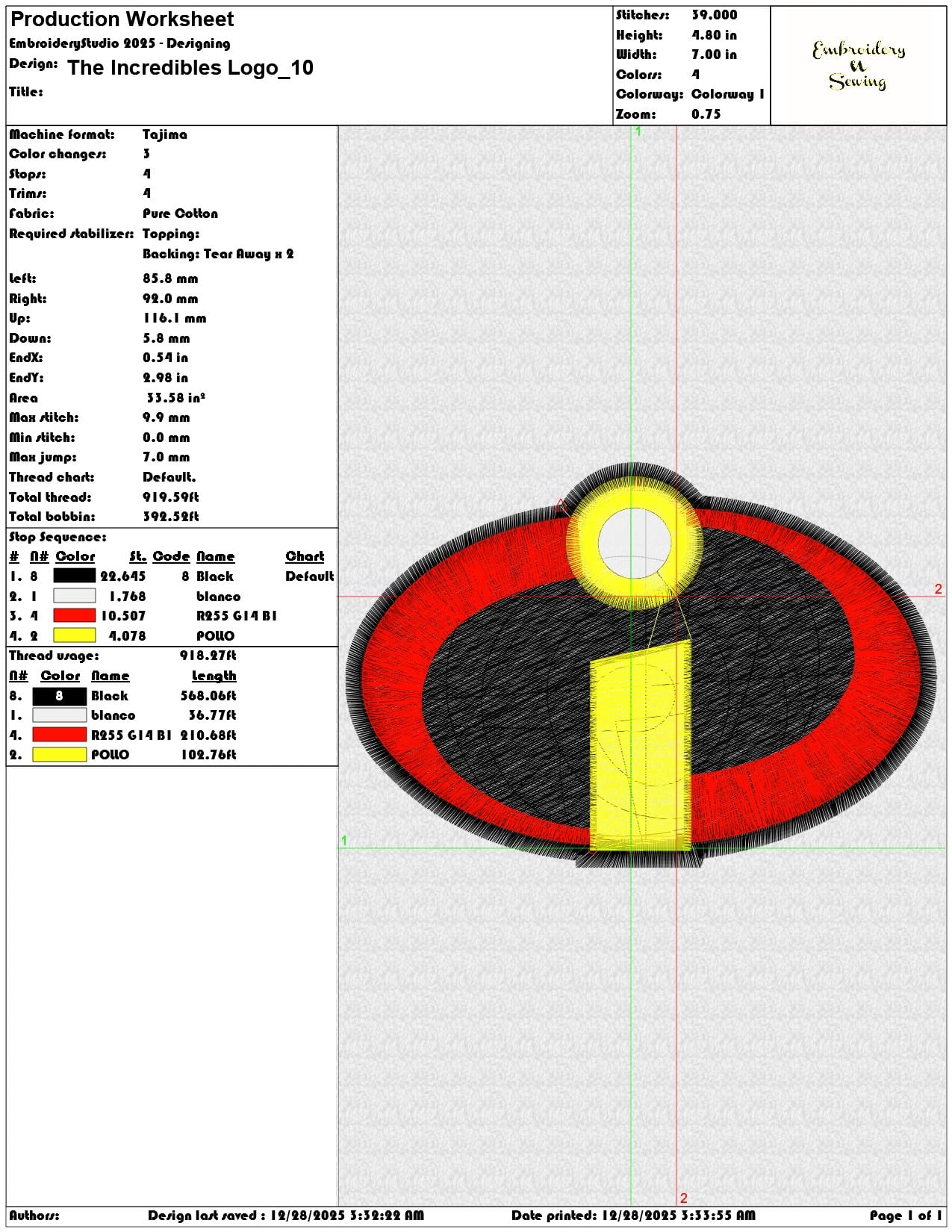 The Incredibles Logo  - Elegant embroidery design file - instant download — view 3