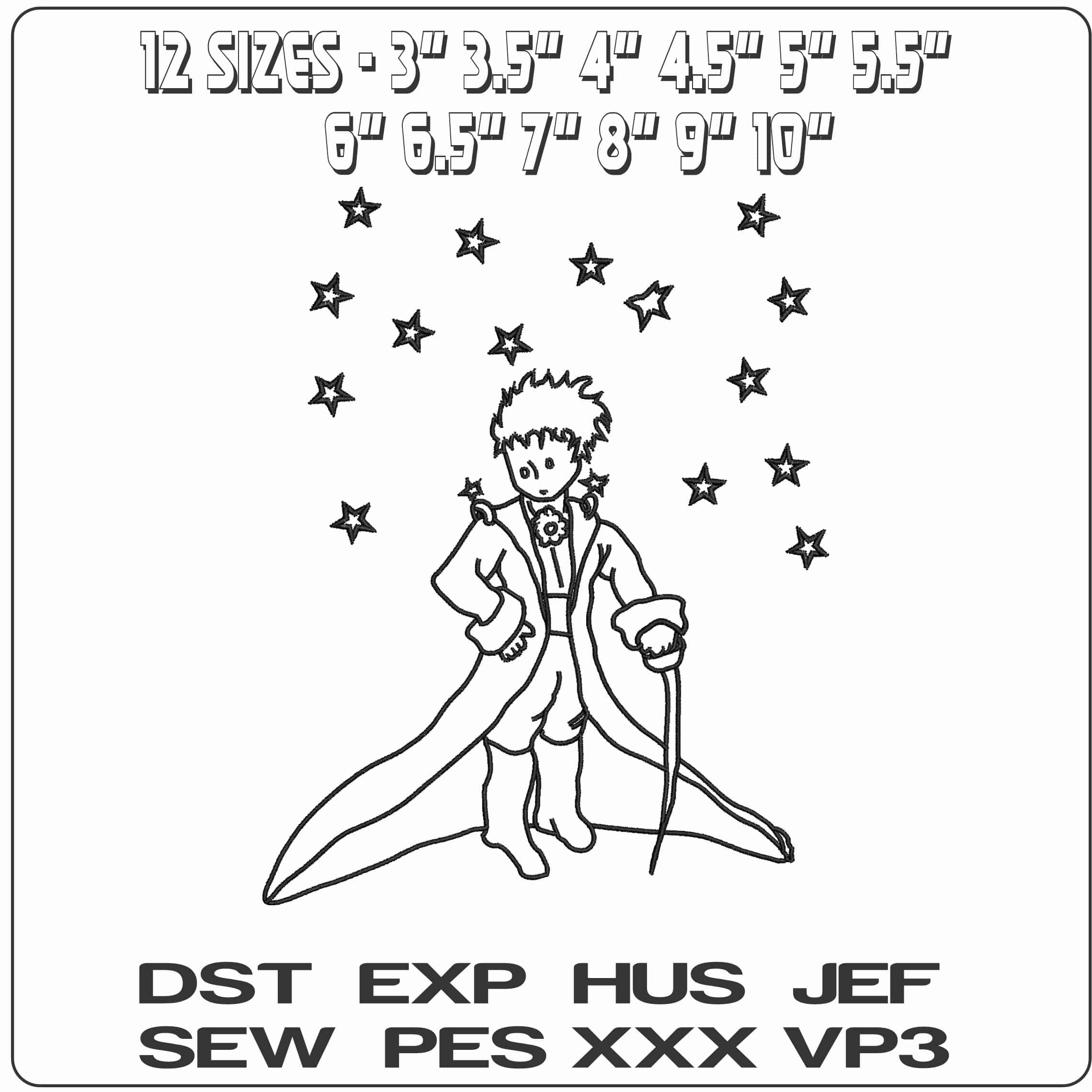 The Little Prince line Art  - Elegant embroidery design file - instant download — view 2