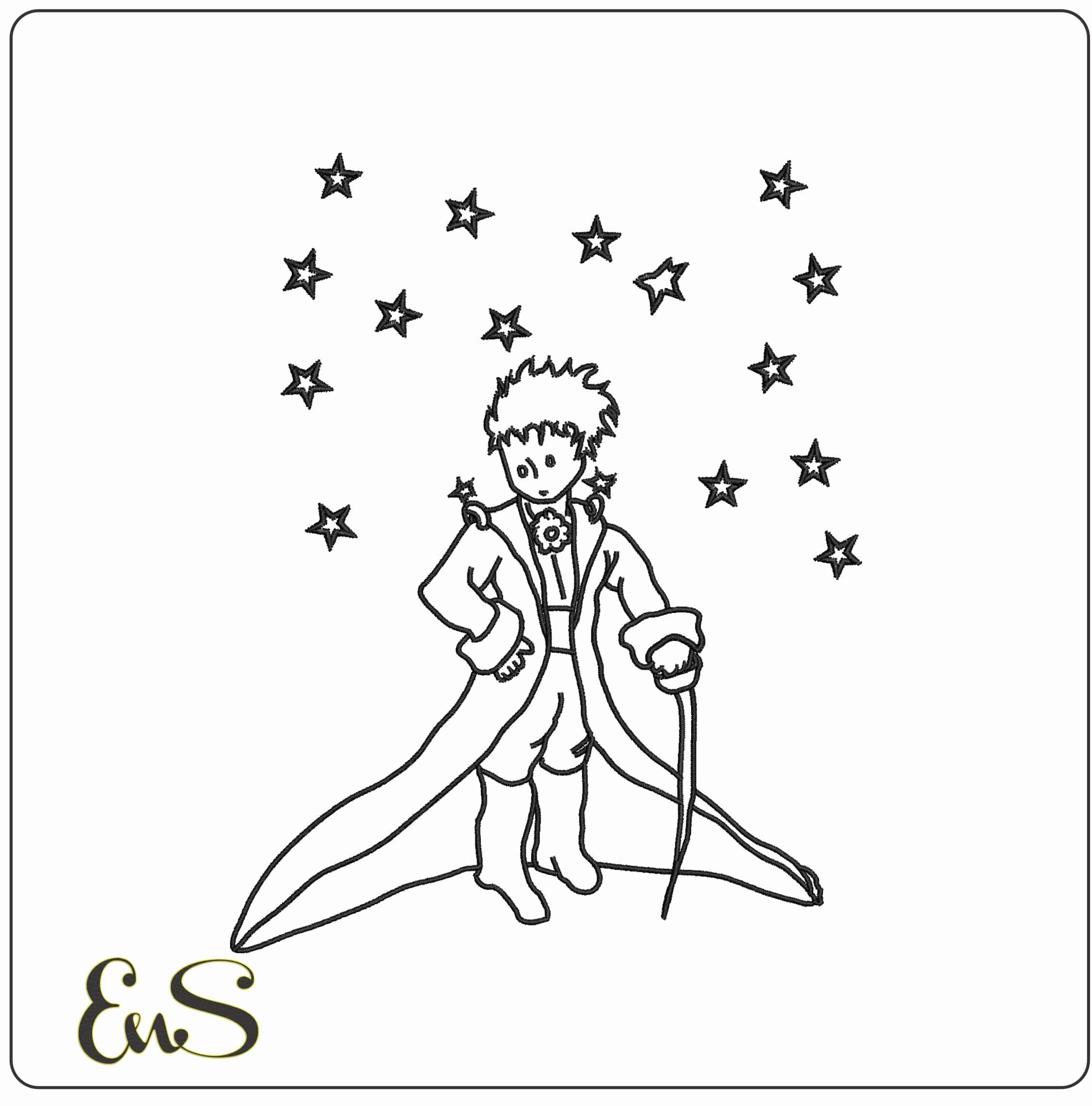 The Little Prince line Art  - Elegant embroidery design file - instant download