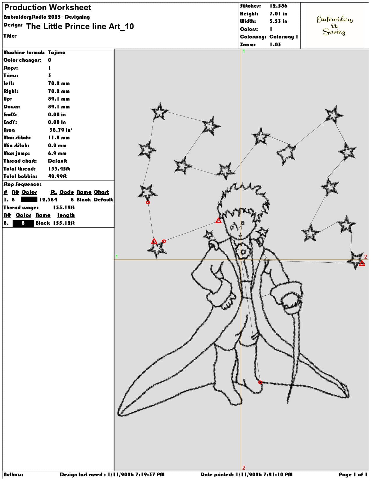 The Little Prince line Art  - Elegant embroidery design file - instant download — view 3