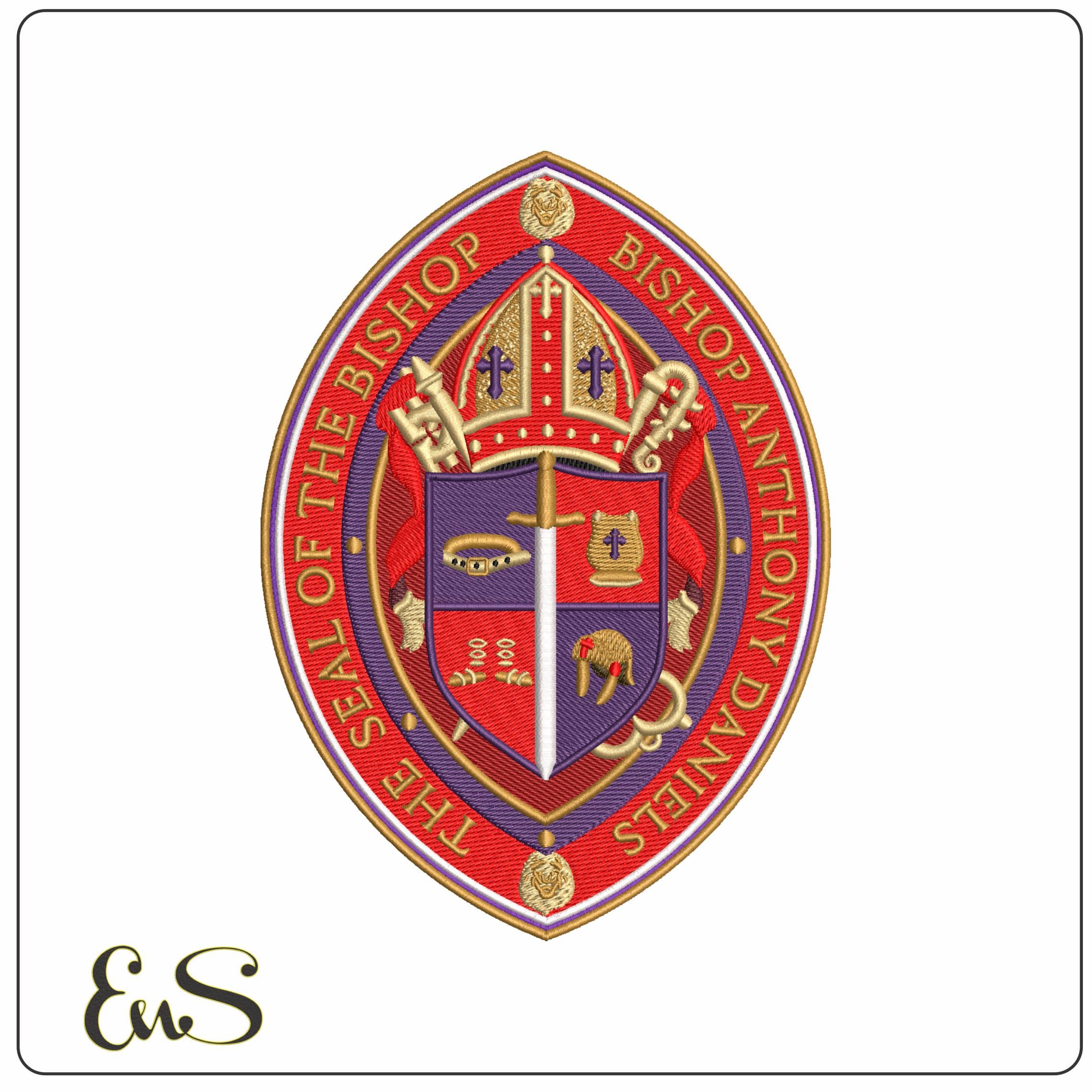 The Seal of the Bishop  - Elegant embroidery design file - instant download