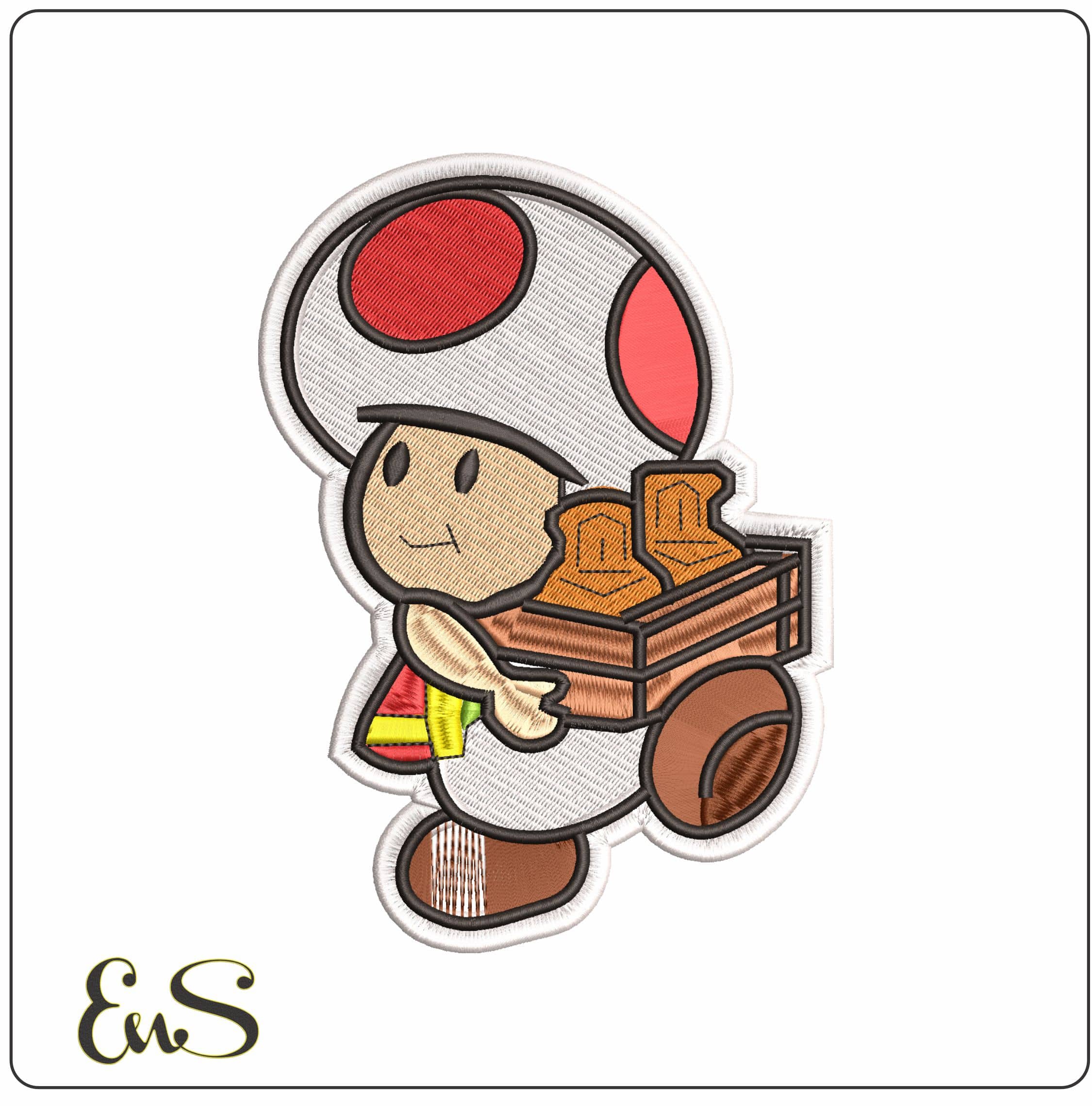 Toad Carrying Potions Super Mario Bros  - Elegant embroidery design file - instant download