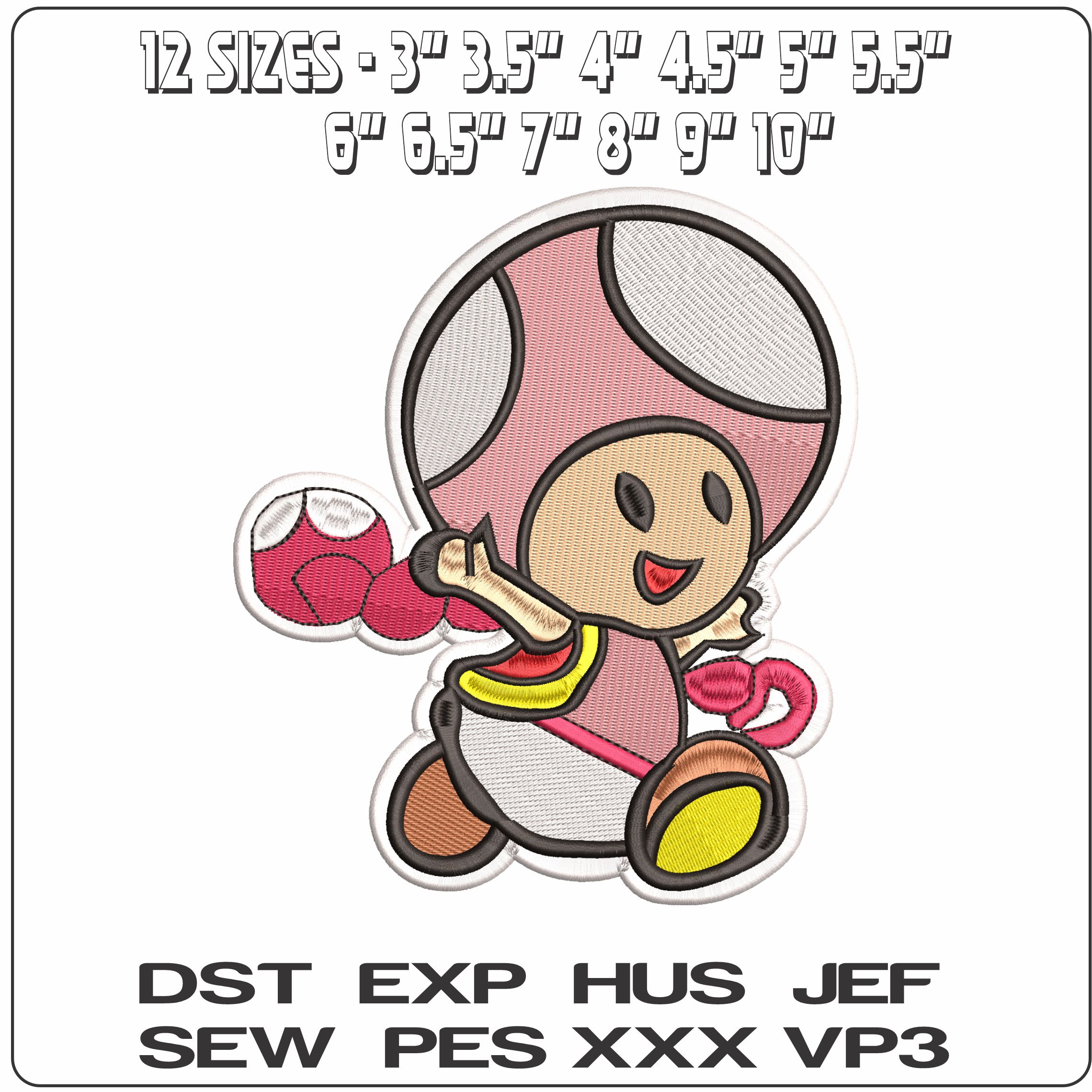 Toadette Super Mario Bros  - Elegant embroidery design file - instant download — view 2