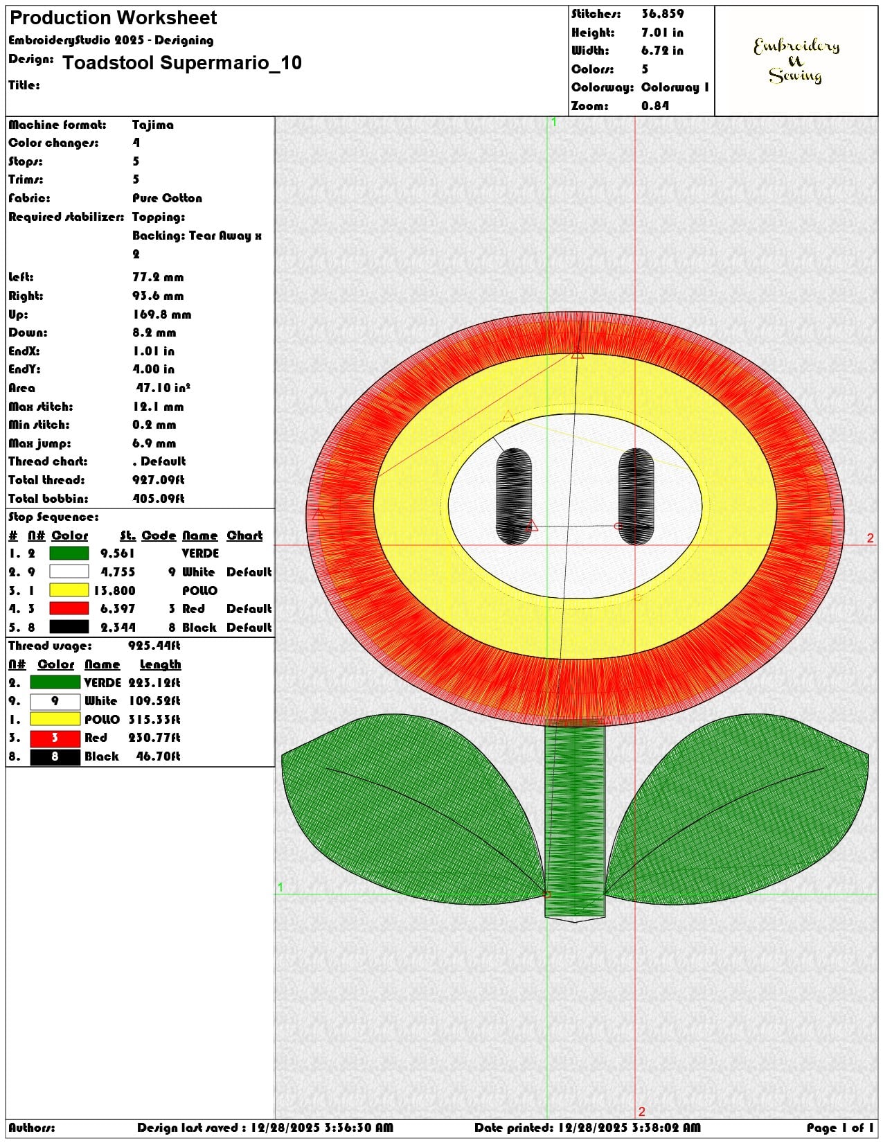 Toadstool Supermario  - Elegant embroidery design file - instant download — view 3