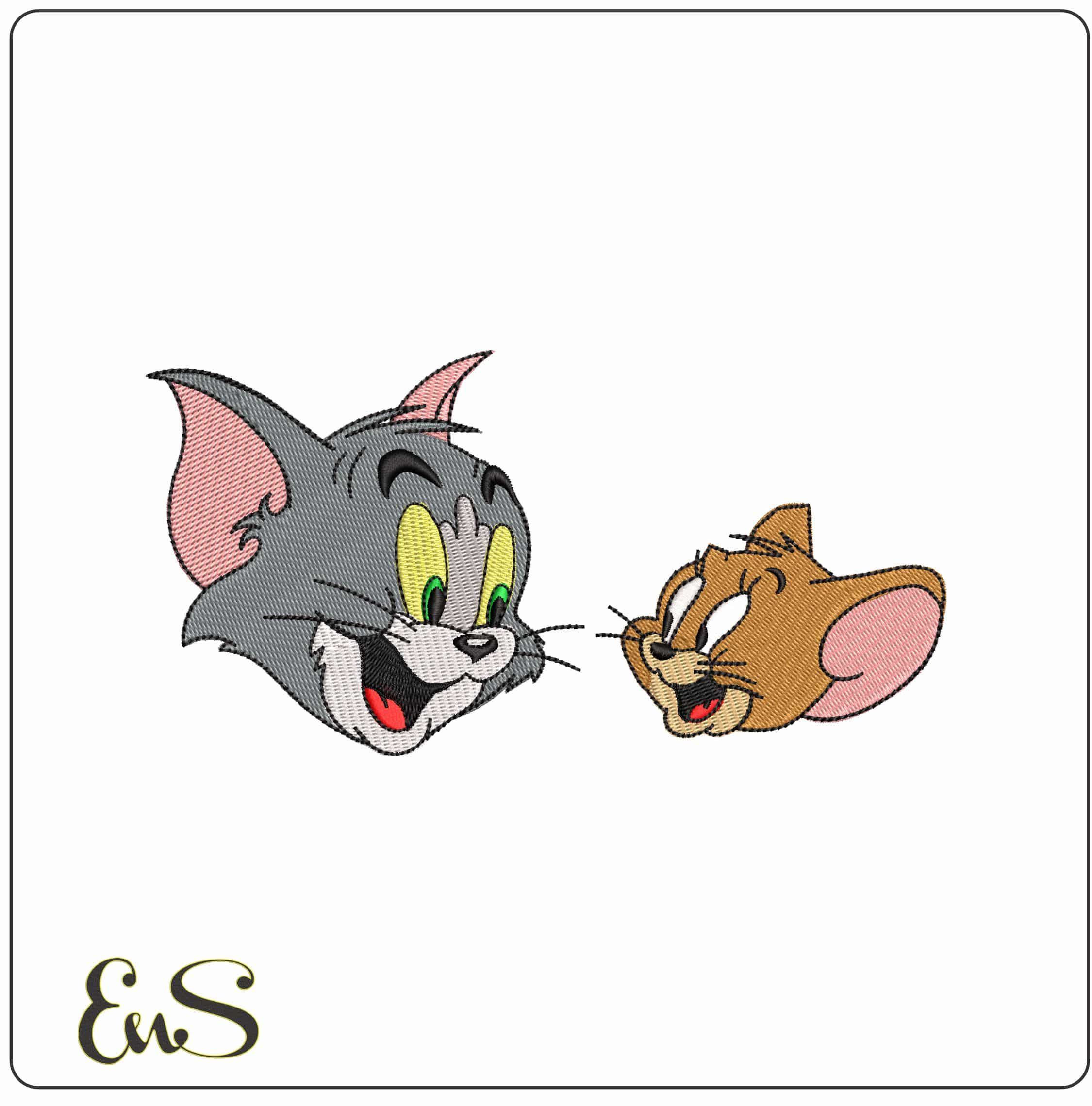 Tom and Jerry Heads  - Elegant embroidery design file - instant download