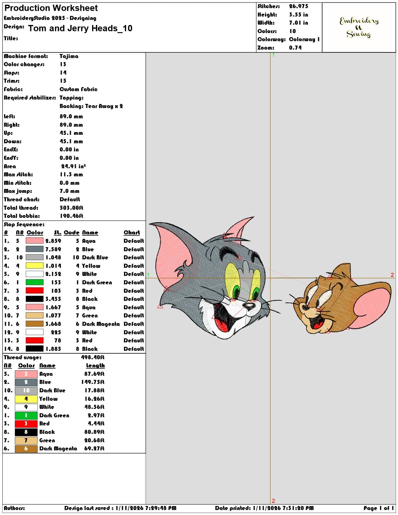 Tom and Jerry Heads  - Elegant embroidery design file - instant download — view 3