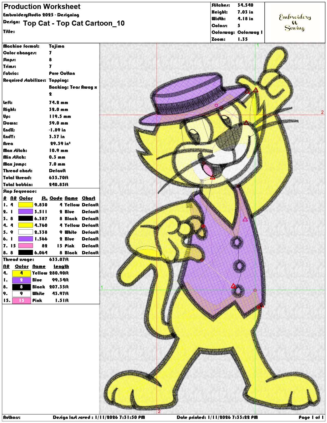 Top Cat Top Cat Cartoon  - Elegant embroidery design file - instant download — view 3
