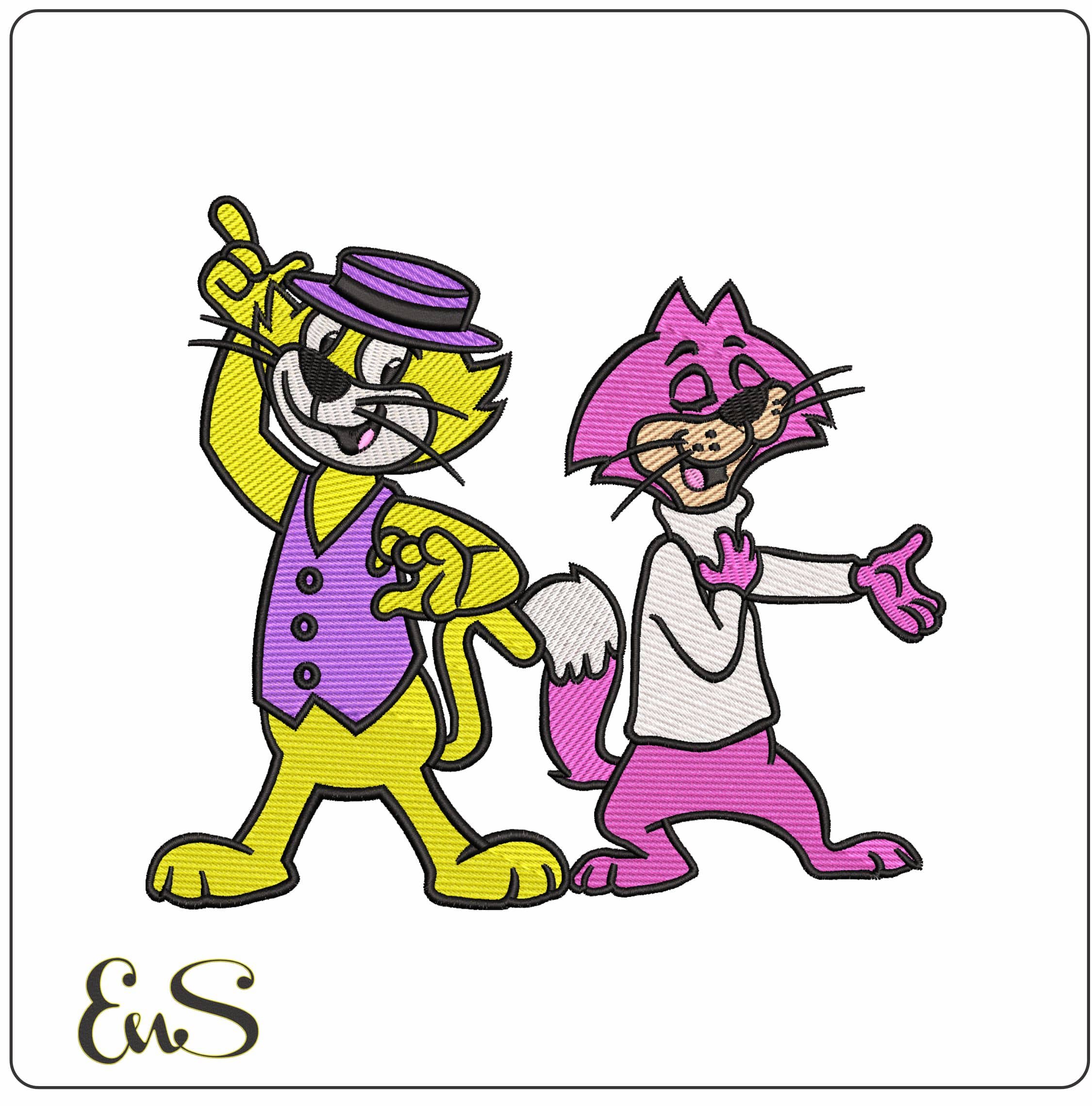 Top Cat and Fancy Fancy Top Cat Cartoon  - Elegant embroidery design file - instant download