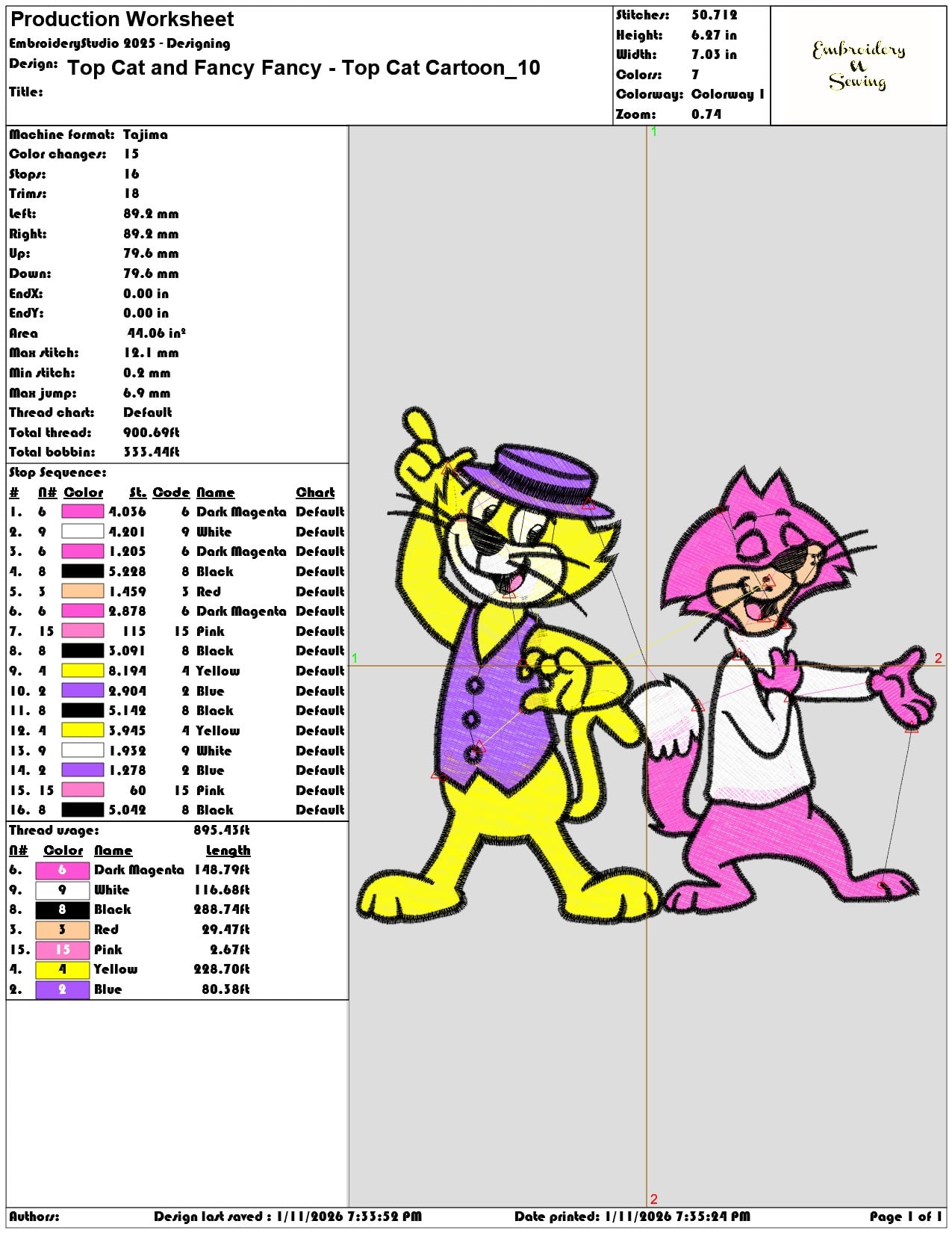 Top Cat and Fancy Fancy Top Cat Cartoon  - Elegant embroidery design file - instant download — view 3