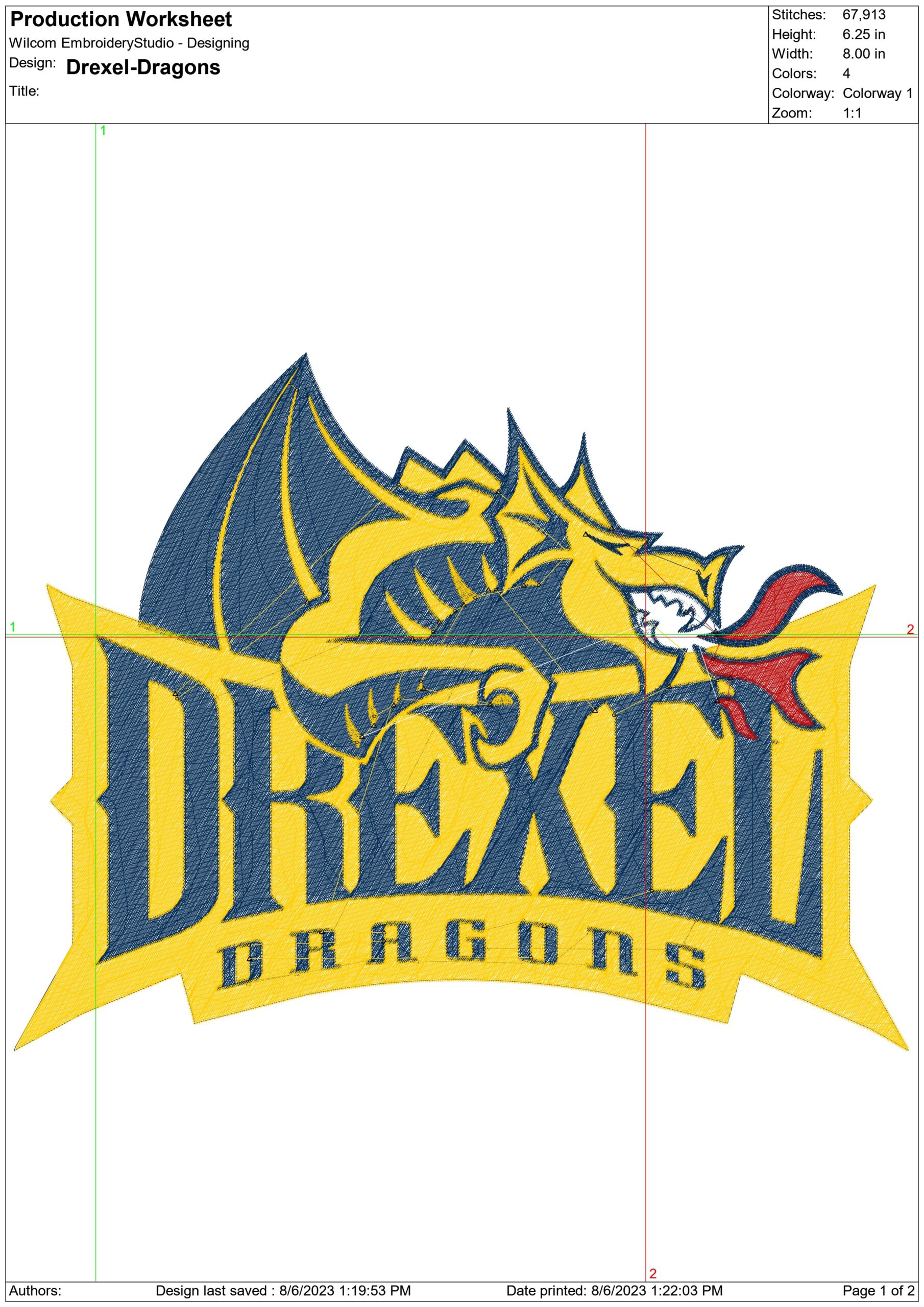 Drexel Dragons embroidery design - Drexel University, Philadelphia Logo embroidery machine pattern embroidery file - instant download — view 2