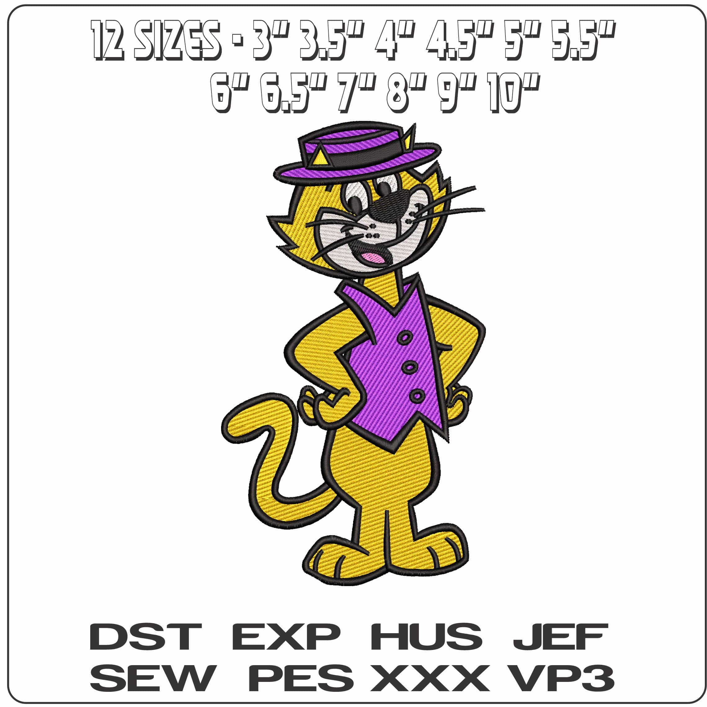 Top Cat Pose Top Cat Cartoon  - Elegant embroidery design file - instant download — view 2