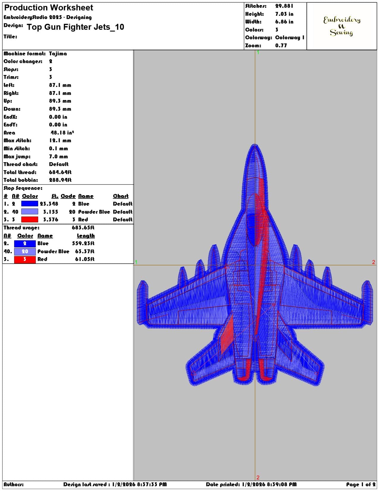 Top Gun Fighter Jets  - Elegant embroidery design file - instant download — view 3