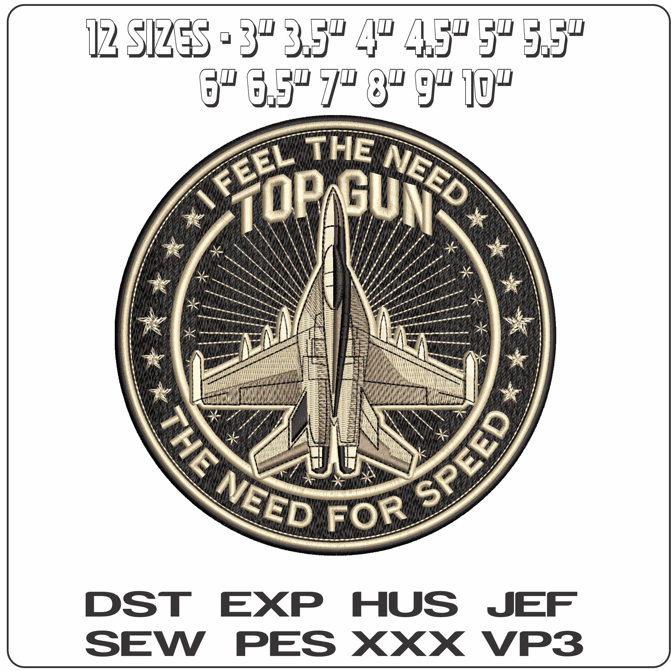 Top Gun Patch  - Elegant embroidery design file - instant download — view 2