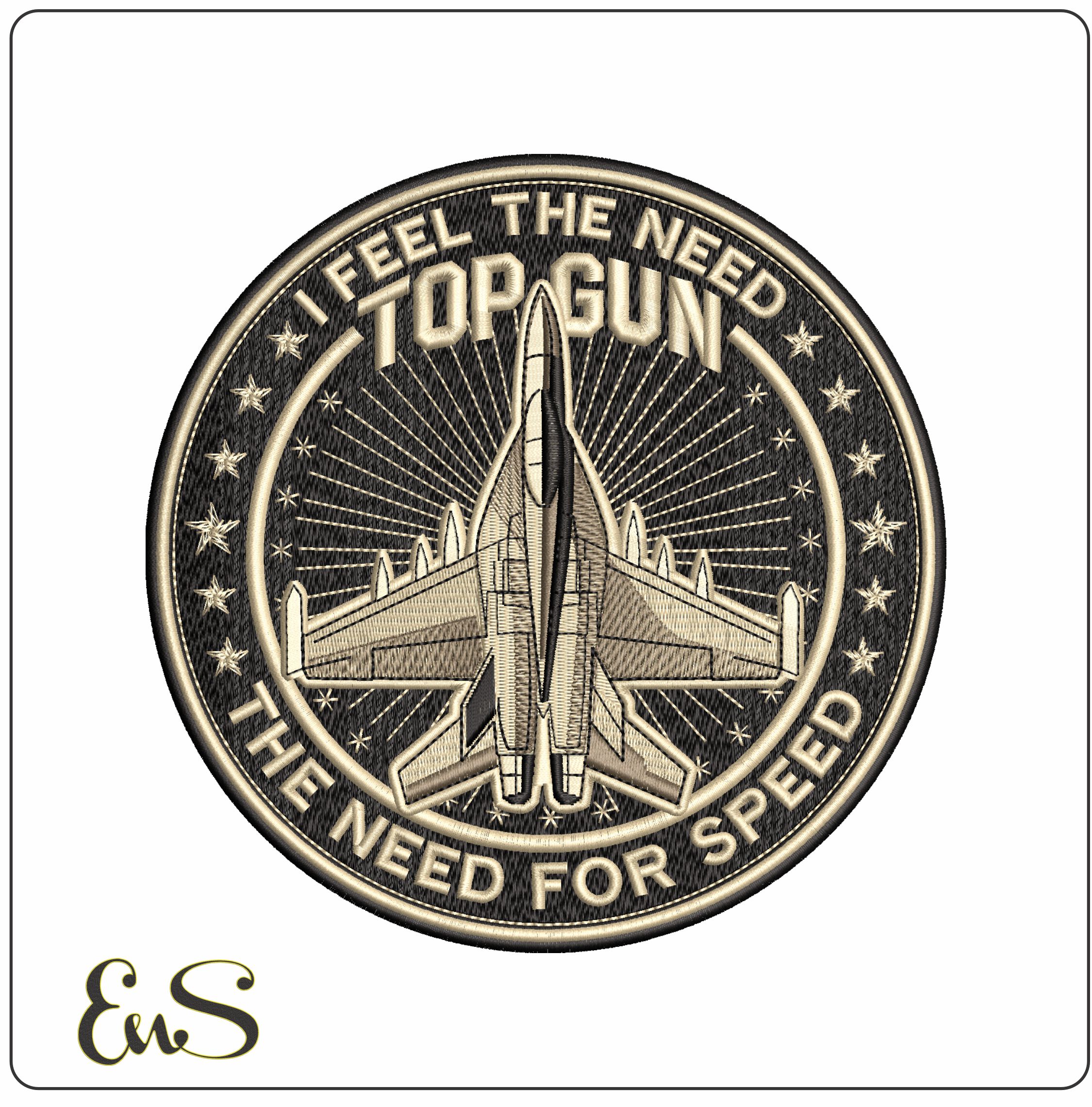 Top Gun Patch  - Elegant embroidery design file - instant download