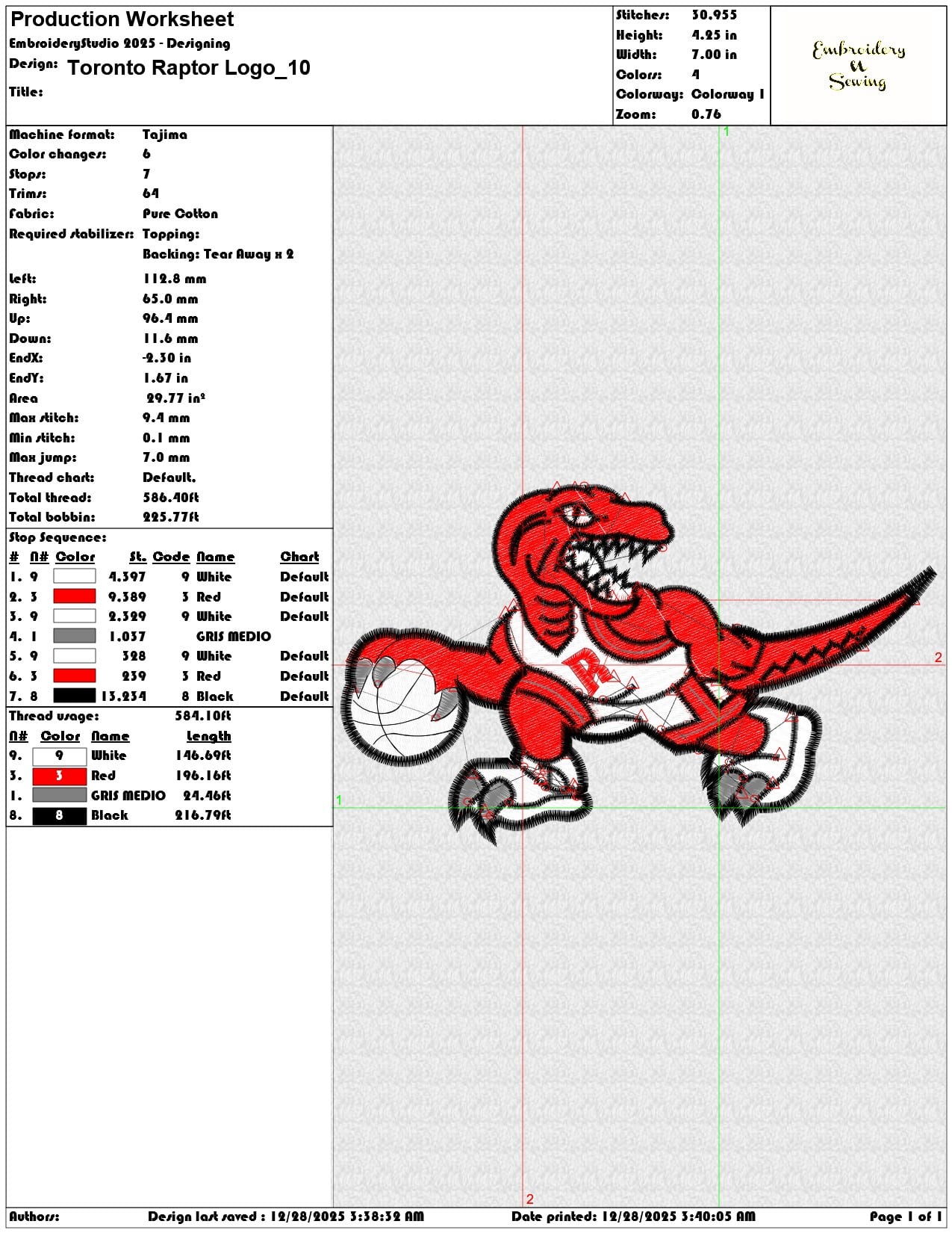 Toronto Raptor Logo  - Elegant embroidery design file - instant download — view 3