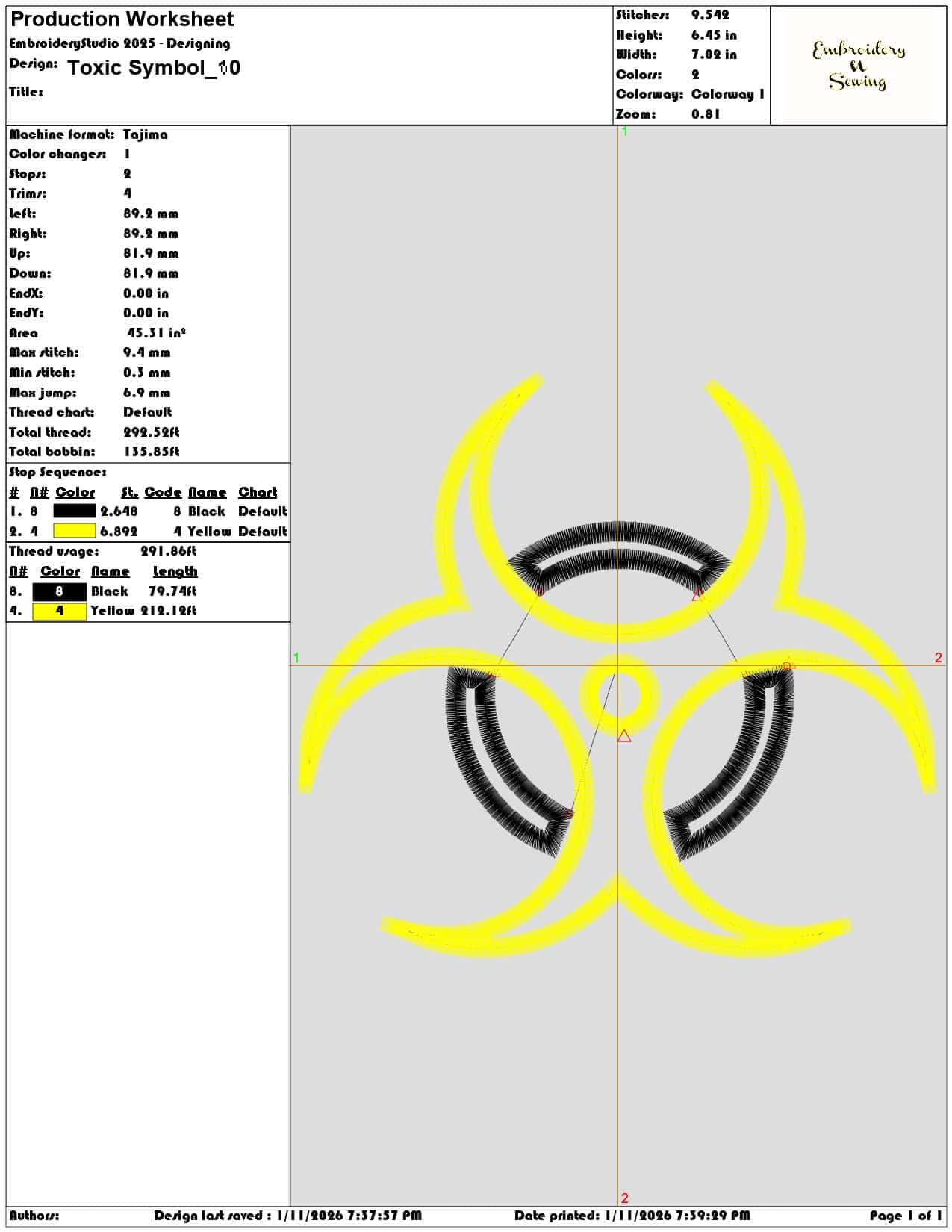 Toxic Symbol  - Elegant embroidery design file - instant download — view 3