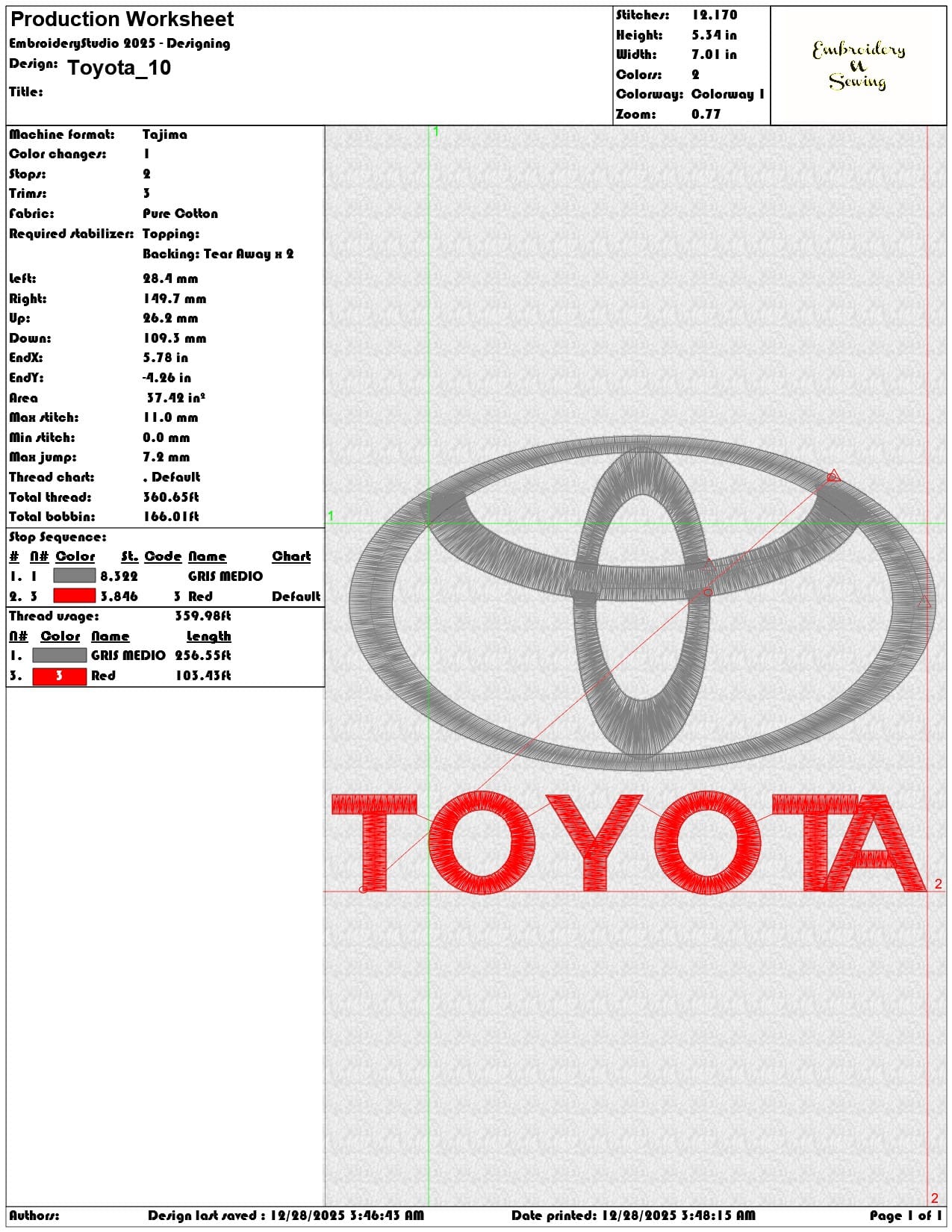 Toyota  - Elegant embroidery design file - instant download — view 3