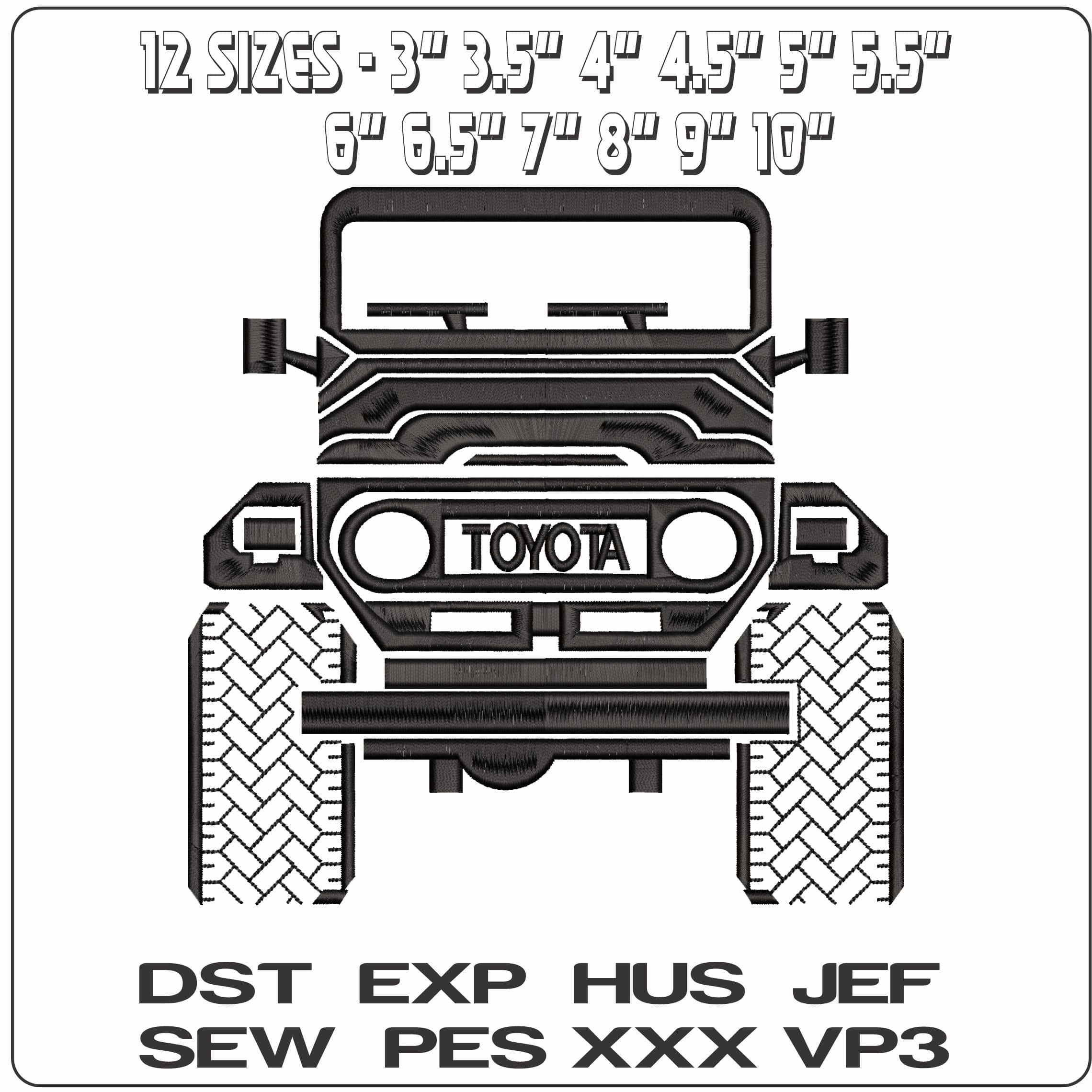 Toyota Offroader Line Art  - Elegant embroidery design file - instant download — view 2