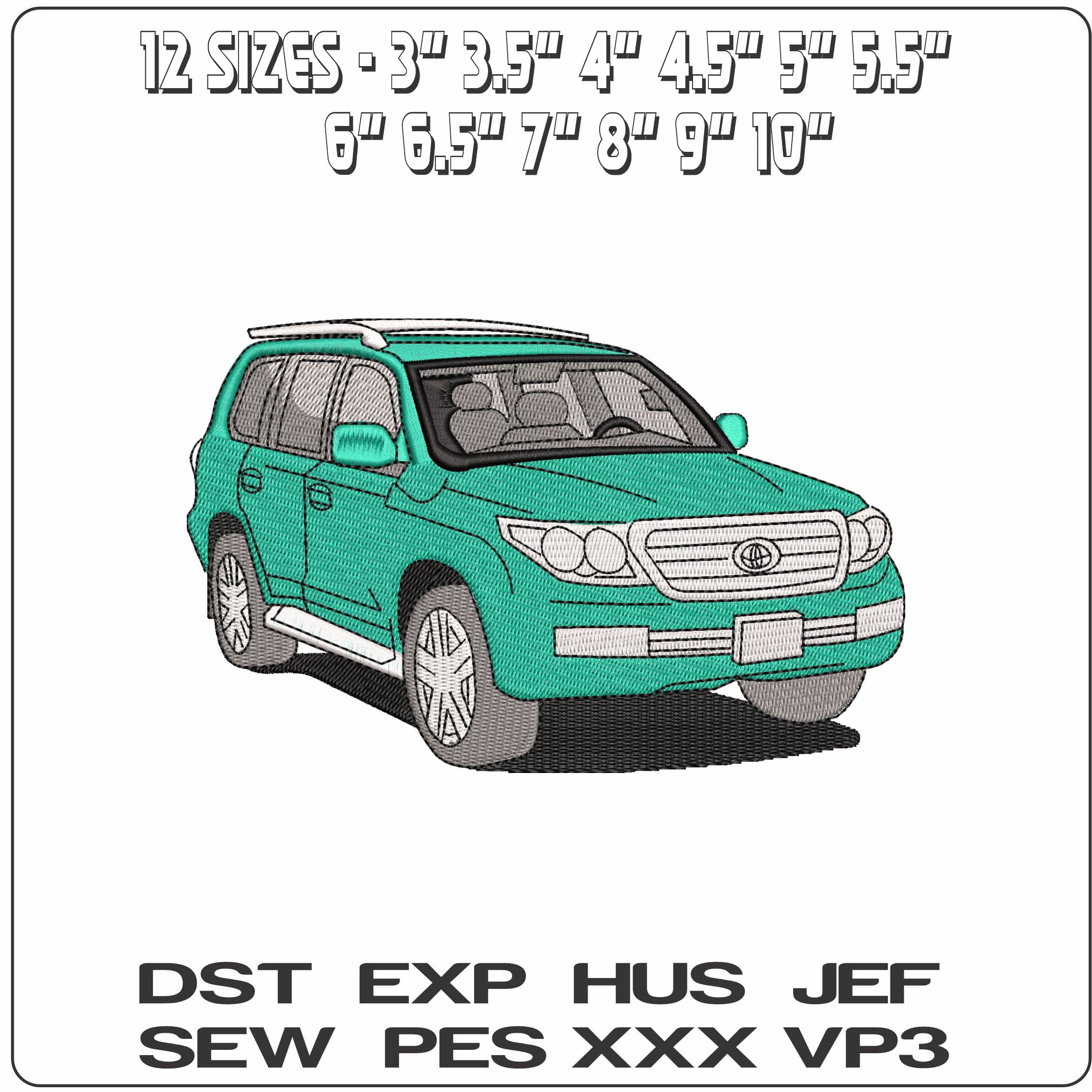 Toyota Prado  - Elegant embroidery design file - instant download — view 2