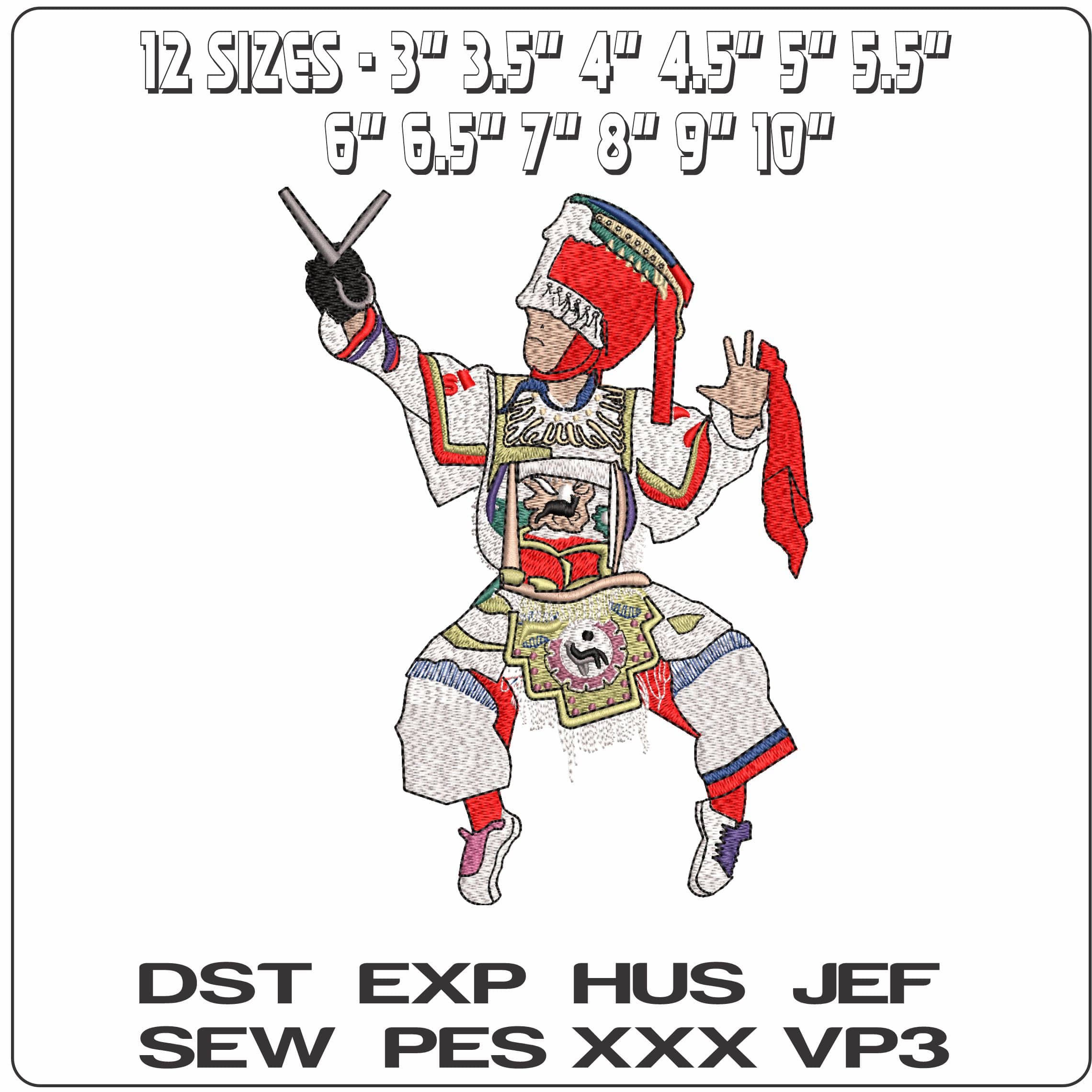Traditional Chinese Warrior  - Elegant embroidery design file - instant download — view 2
