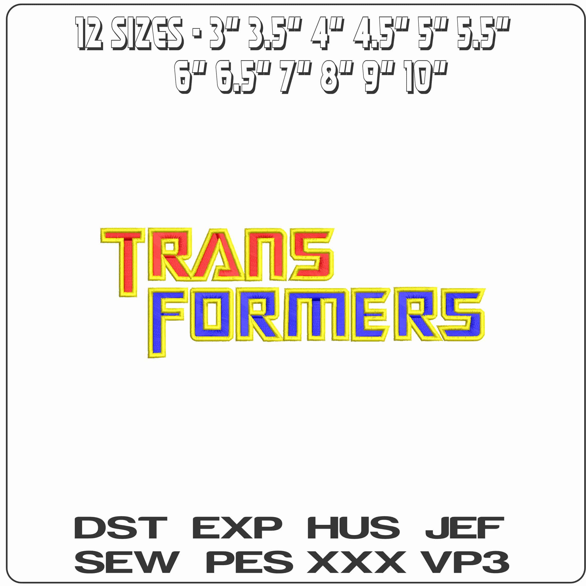 Transformers Name  - Elegant embroidery design file - instant download — view 2