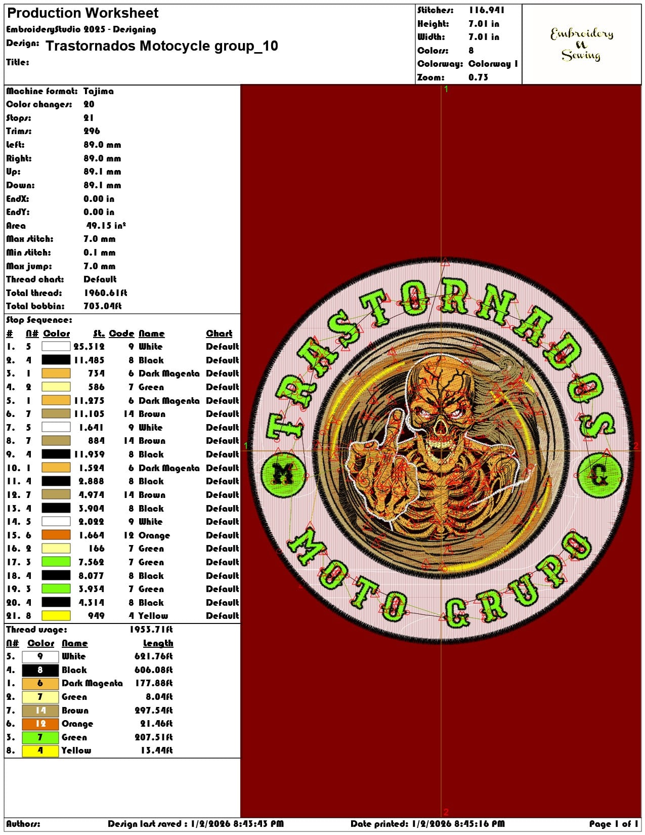 Trastornados Motocycle group  - Elegant embroidery design file - instant download — view 3