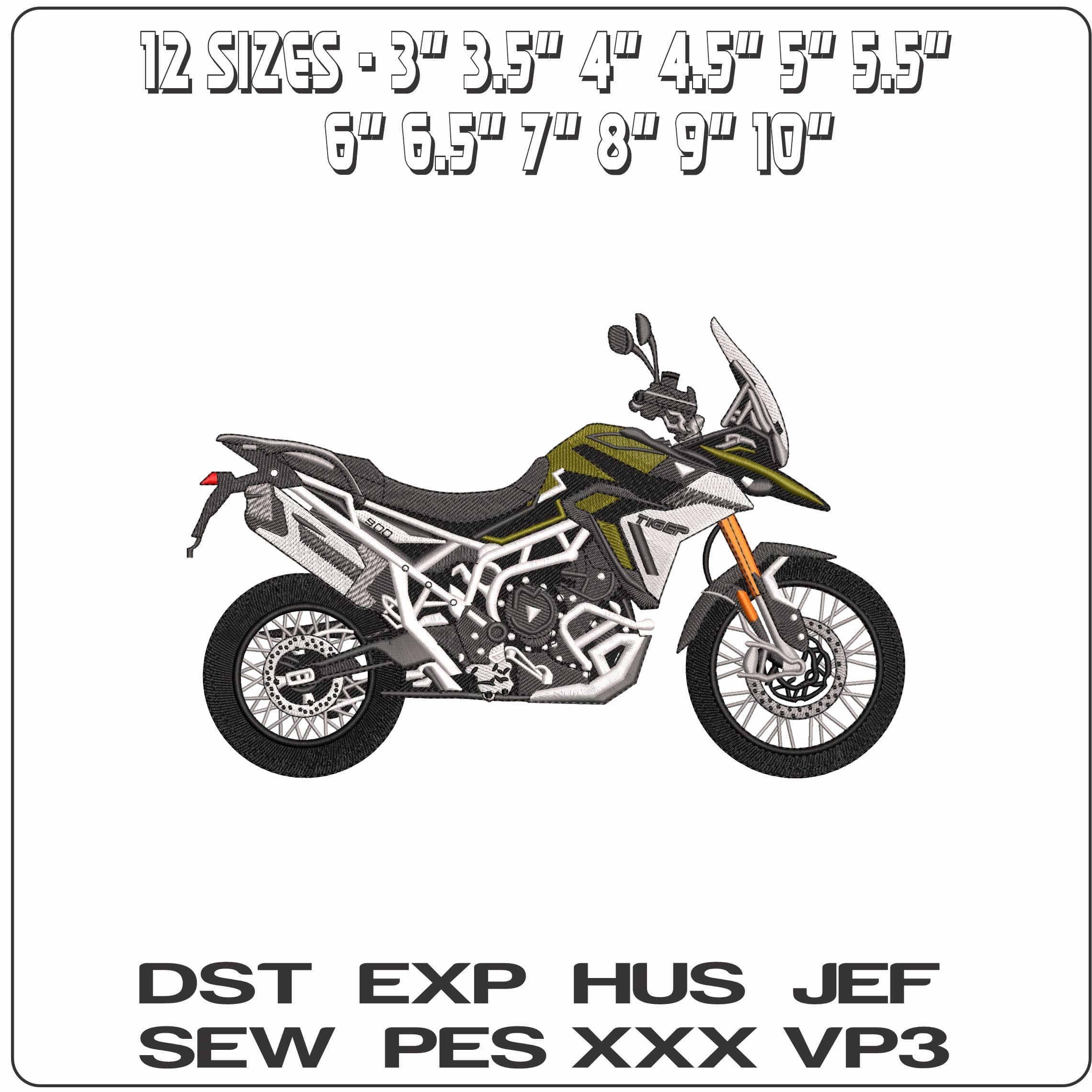 Triumph Tiger 900 Rally Pro Motorcycle  - Elegant embroidery design file - instant download — view 2