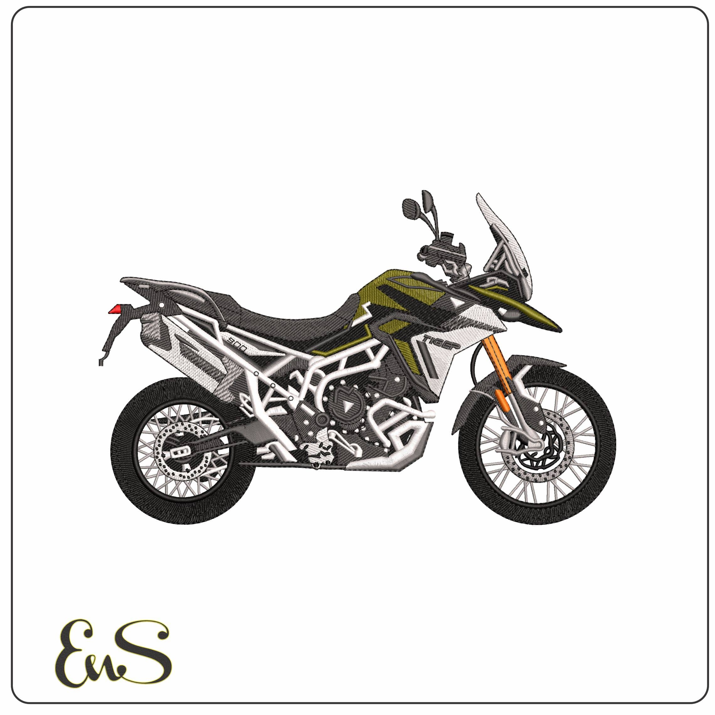 Triumph Tiger 900 Rally Pro Motorcycle  - Elegant embroidery design file - instant download