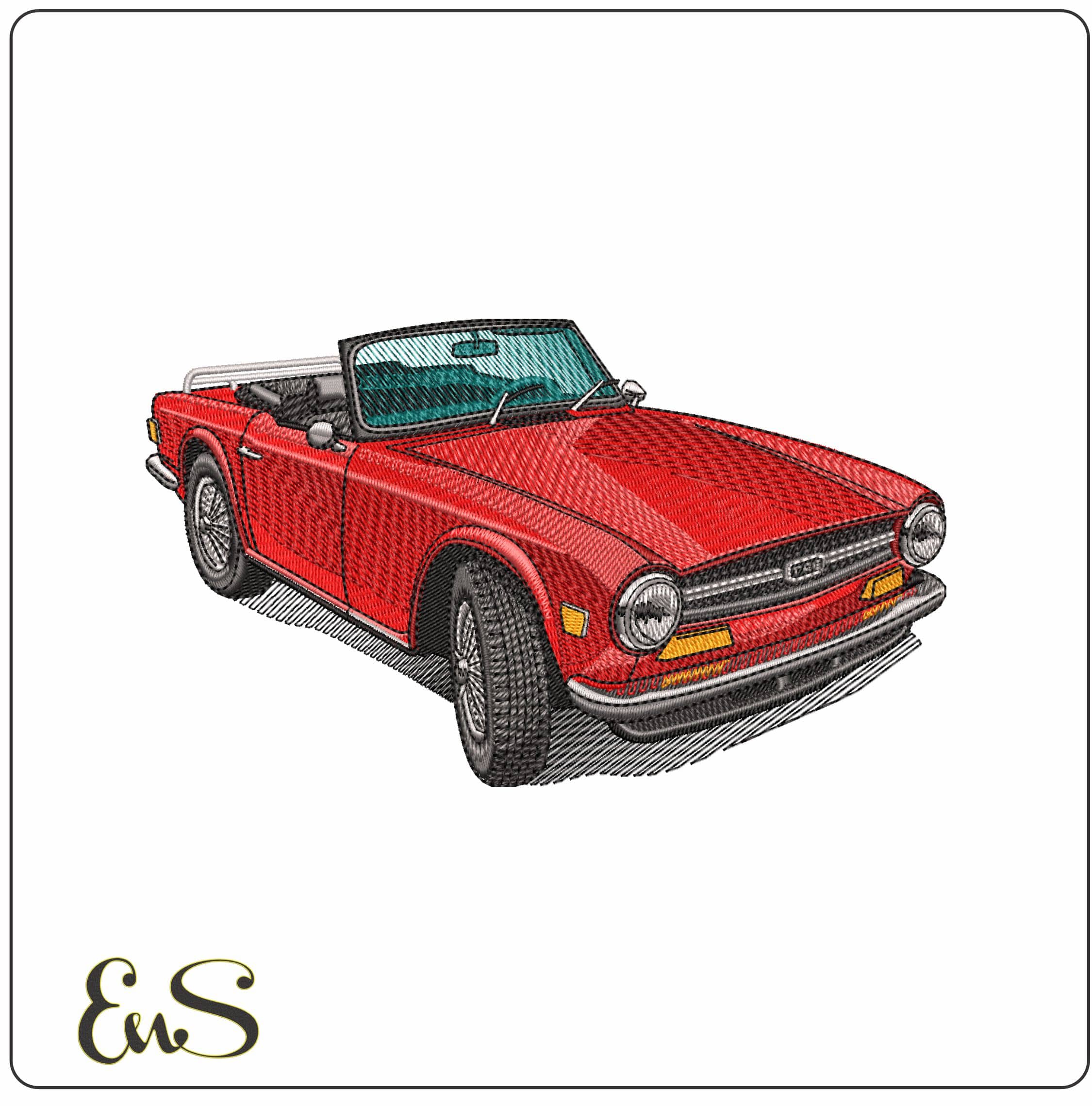 Triumph TR6  - Elegant embroidery design file - instant download