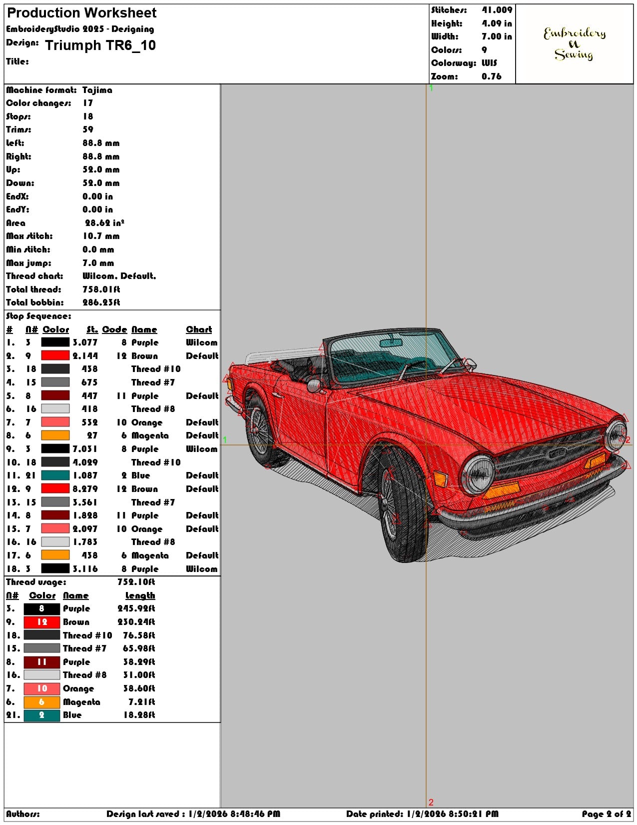 Triumph TR6  - Elegant embroidery design file - instant download — view 4