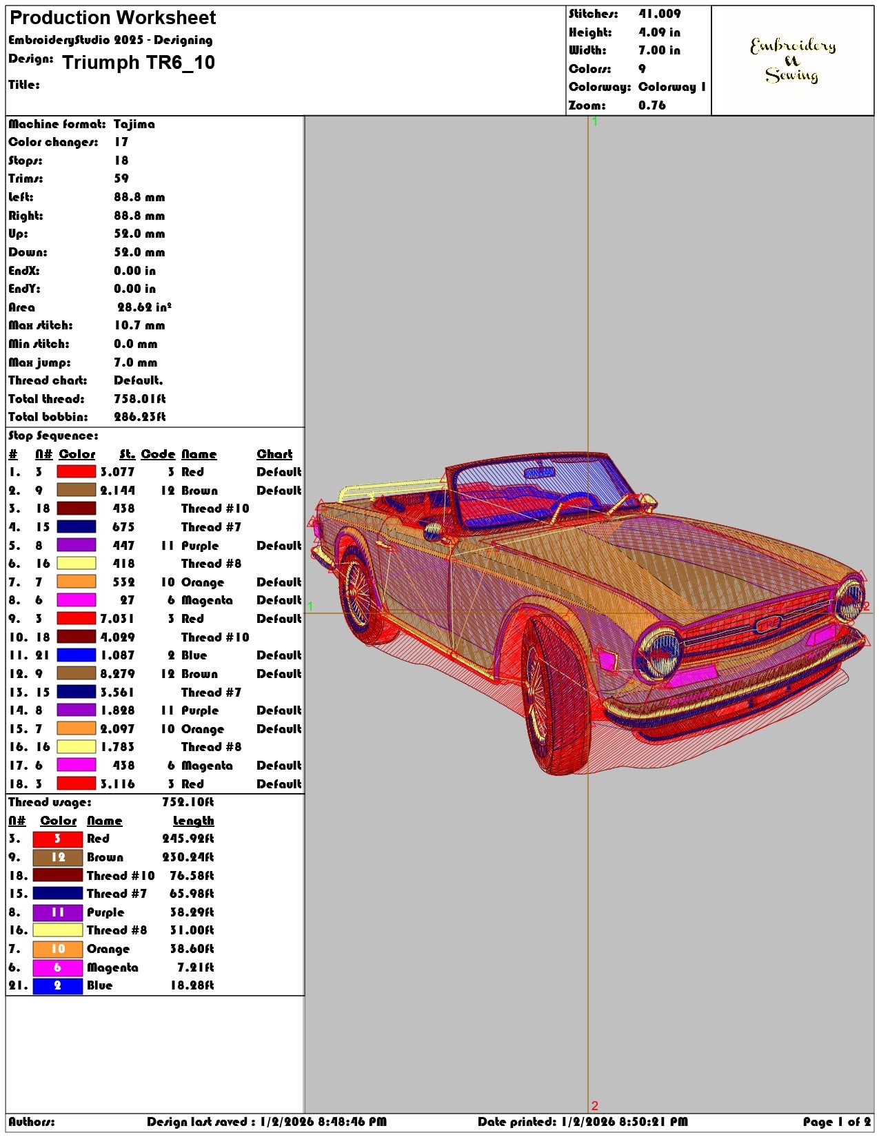 Triumph TR6  - Elegant embroidery design file - instant download — view 3