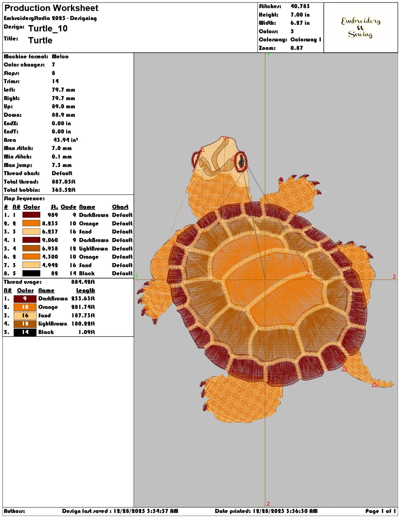 Turtle  - Elegant embroidery design file - instant download — view 3