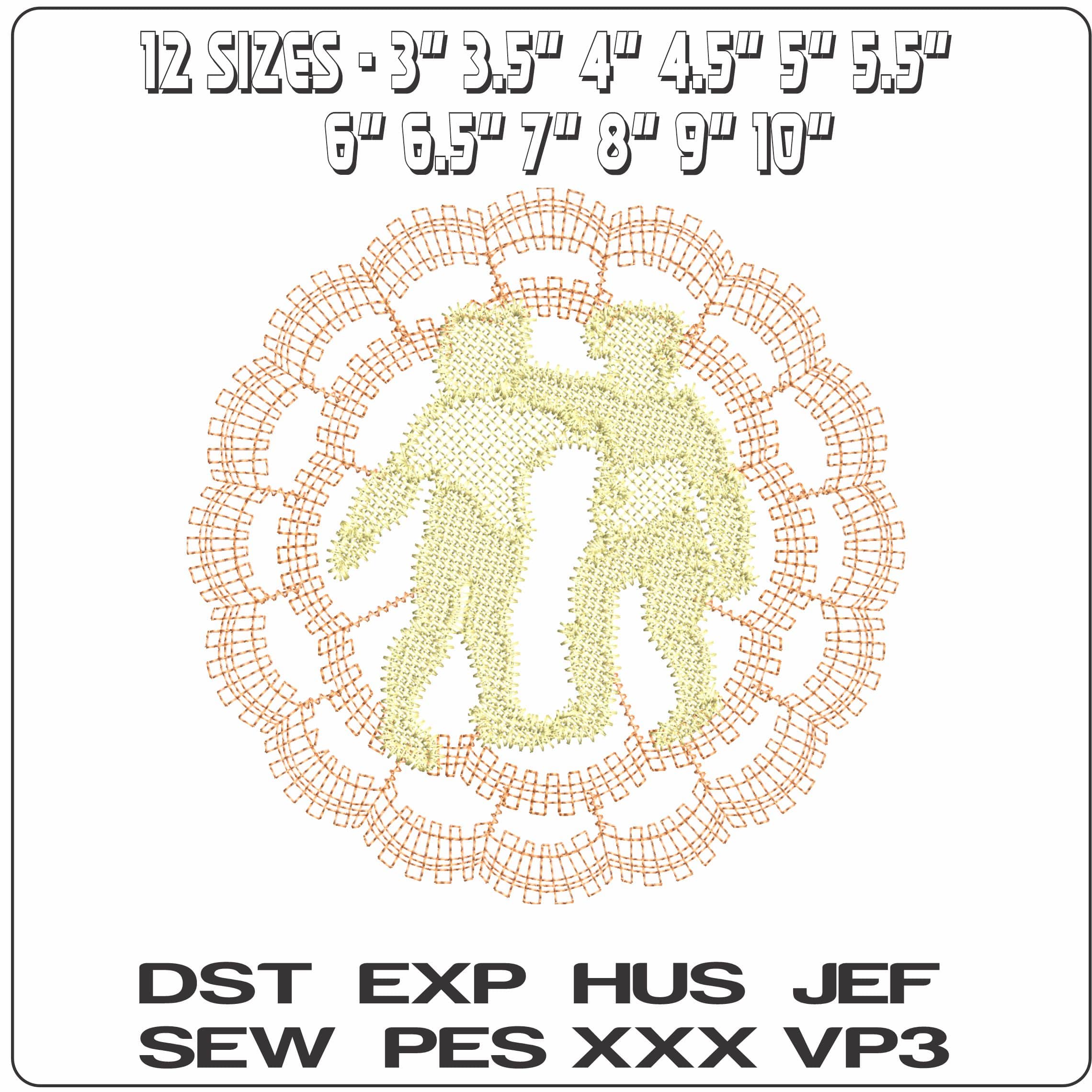 Twins L  - Elegant embroidery design file - instant download — view 2