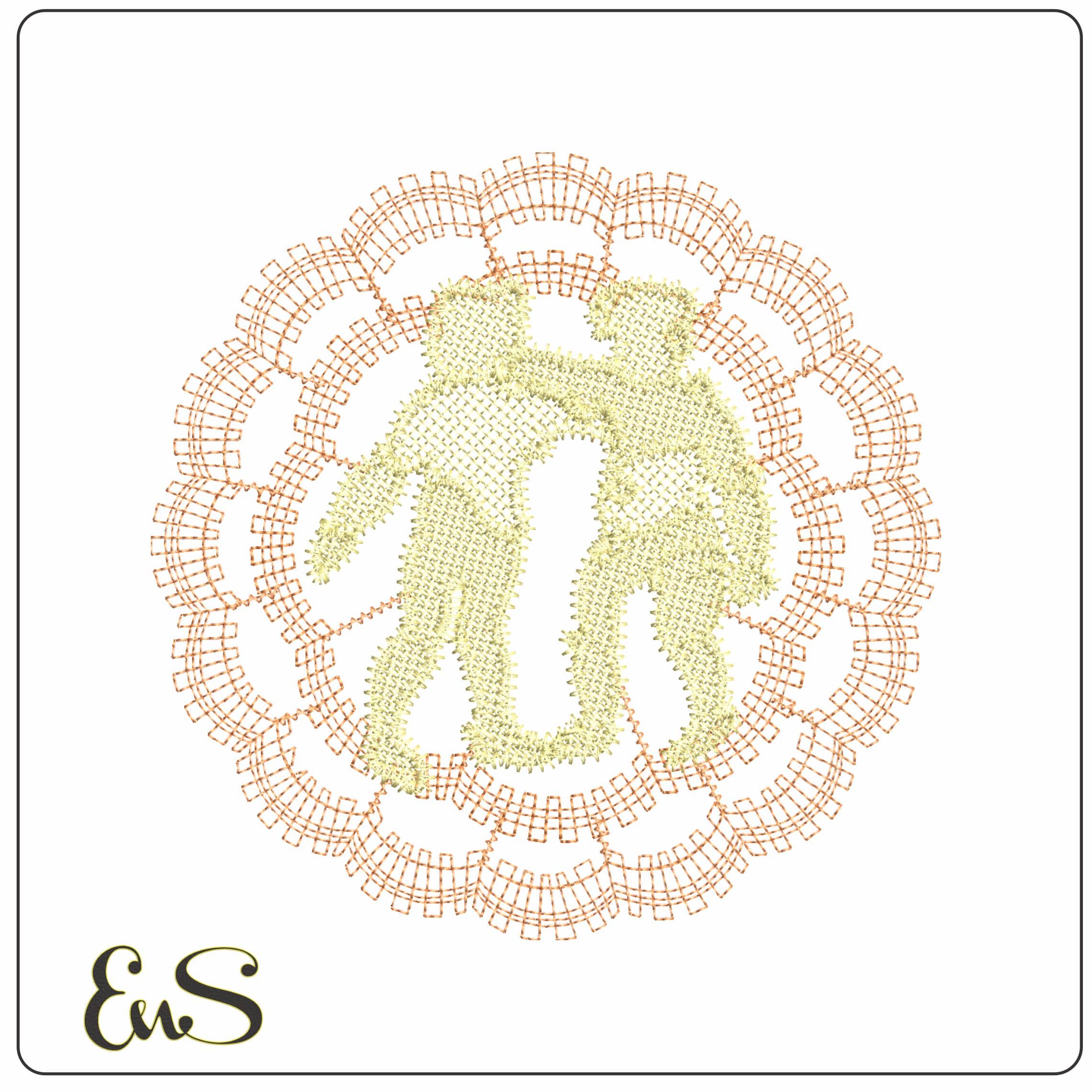 Twins L  - Elegant embroidery design file - instant download