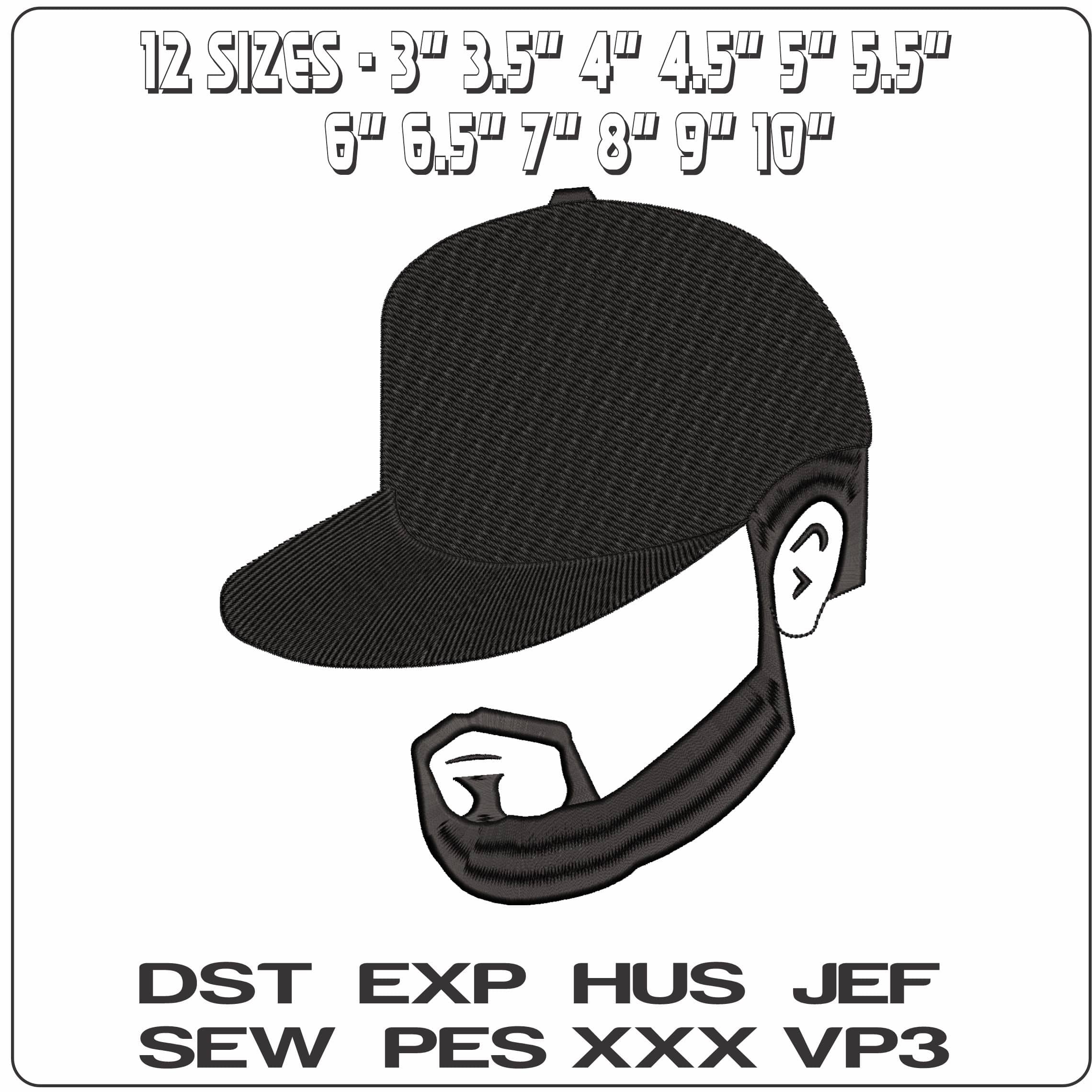 Undefeated Effort Bearded Man  - Elegant embroidery design file - instant download — view 2