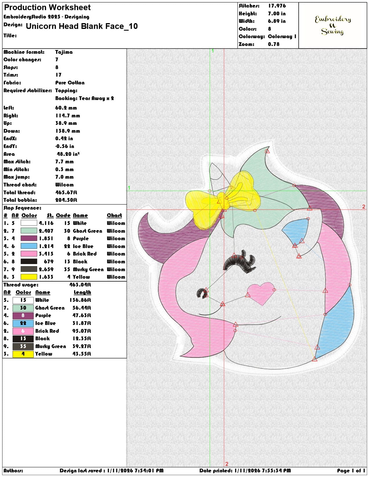 Unicorn Head Blank Face   - Elegant embroidery design file - instant download — view 3