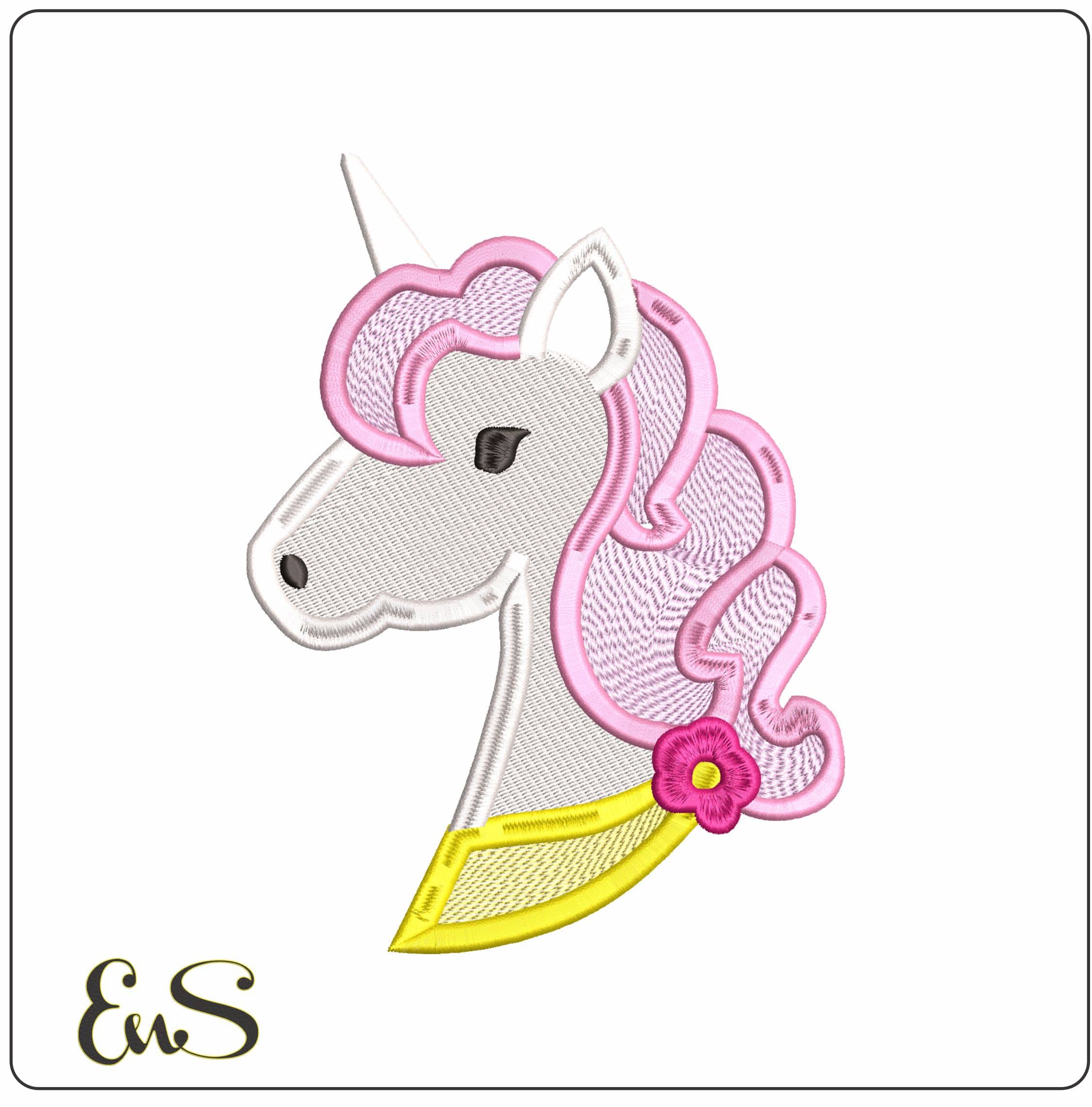 Unicorn Head No Color   - Elegant embroidery design file - instant download