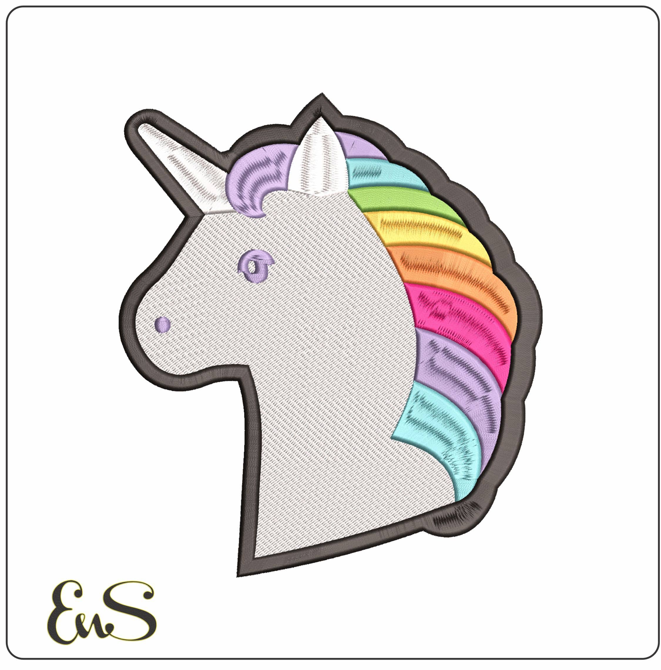 Unicorn Head Plain   - Elegant embroidery design file - instant download